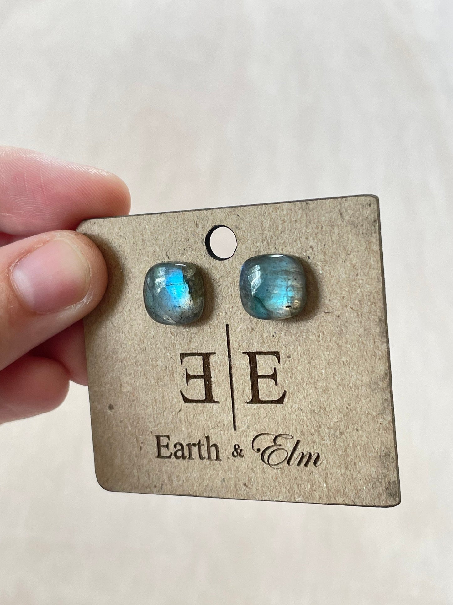 Labradorite Cushion Cut Studs | Stud Earrings | Gemstone Earrings | 6mm 8mm 10mm