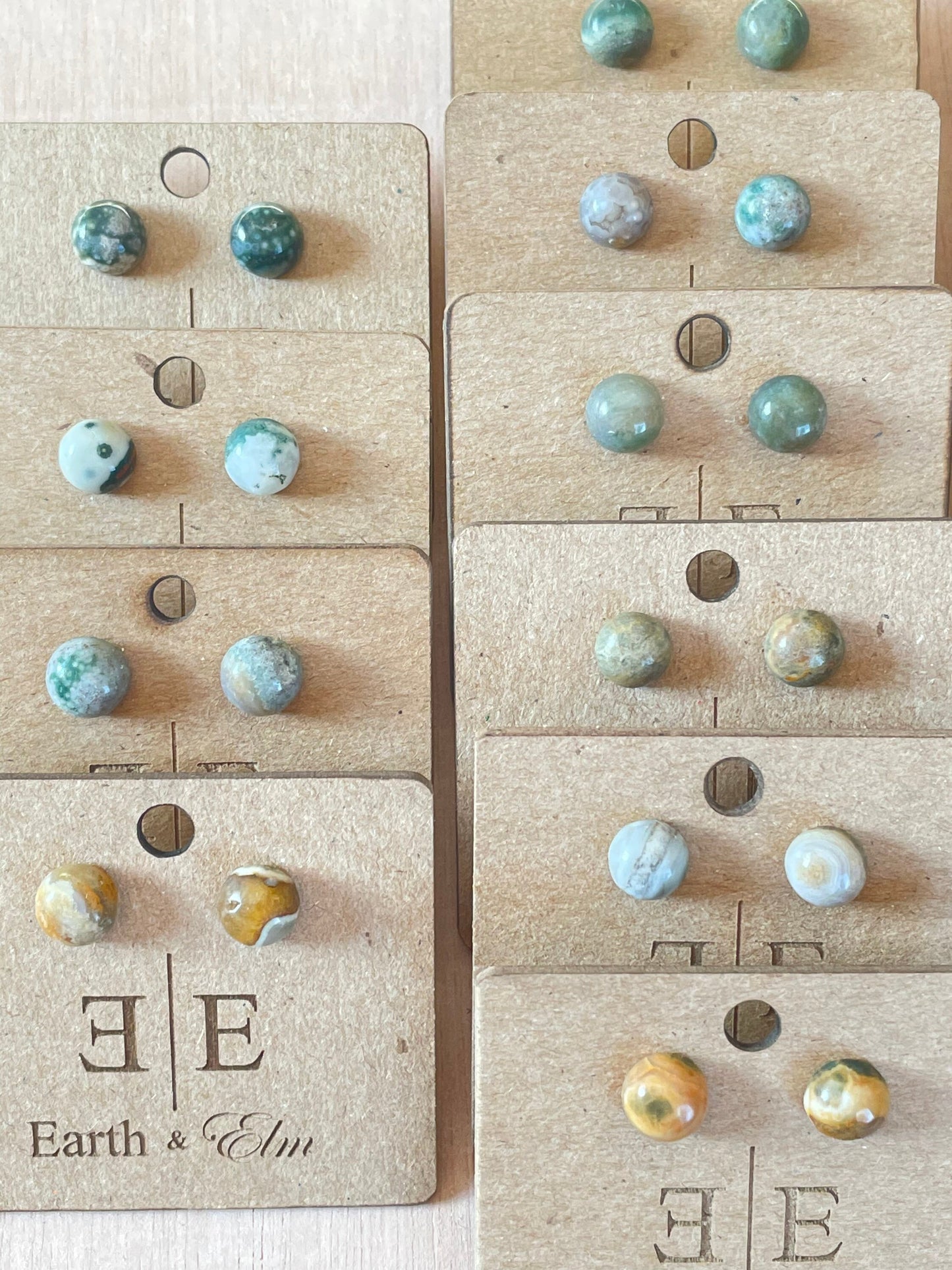 Ocean Jasper Round Studs | Stud Earrings | Gemstone Earrings | Round Studs | Authentic Gemstones | 6mm 8mm 10mm 12mm