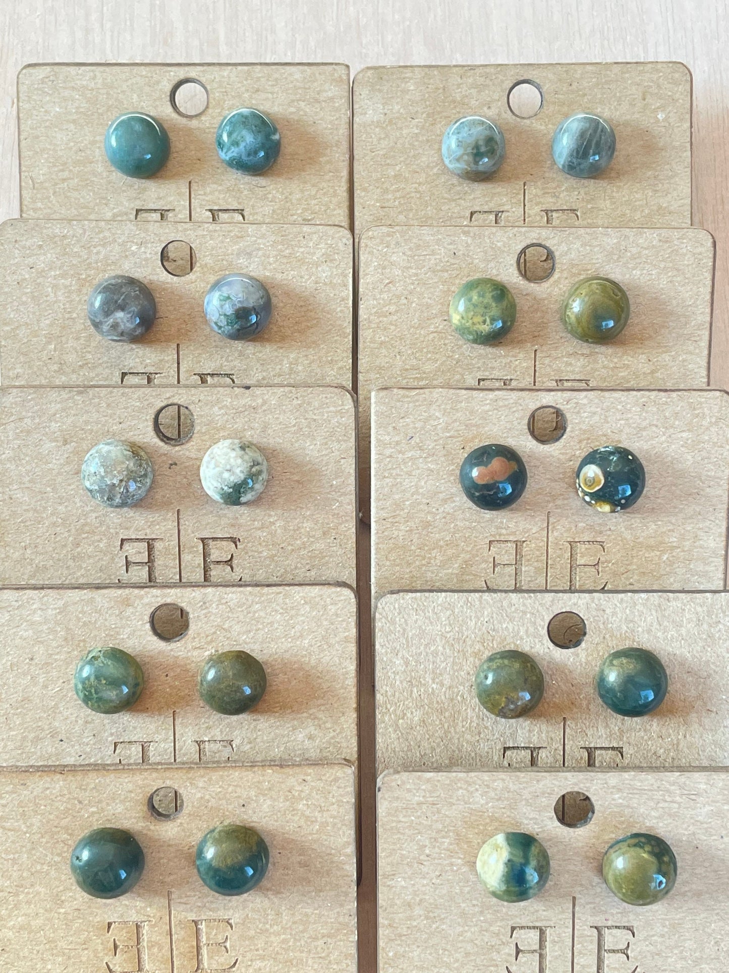 Ocean Jasper Round Studs | Stud Earrings | Gemstone Earrings | Round Studs | Authentic Gemstones | 6mm 8mm 10mm 12mm
