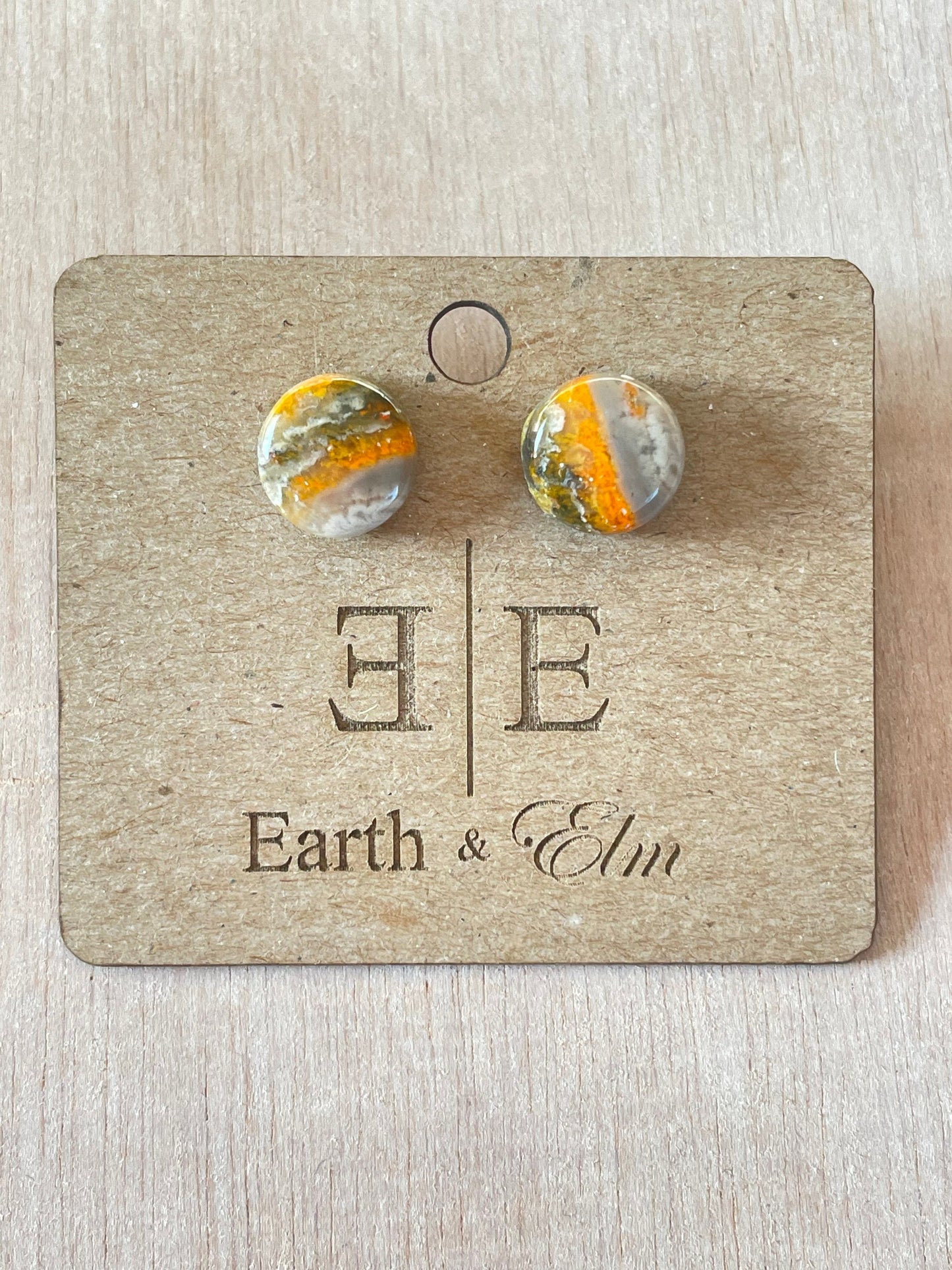 Bumblebee Jasper Studs | Stud Earrings | Gemstone Earrings | 8mm | 10mm