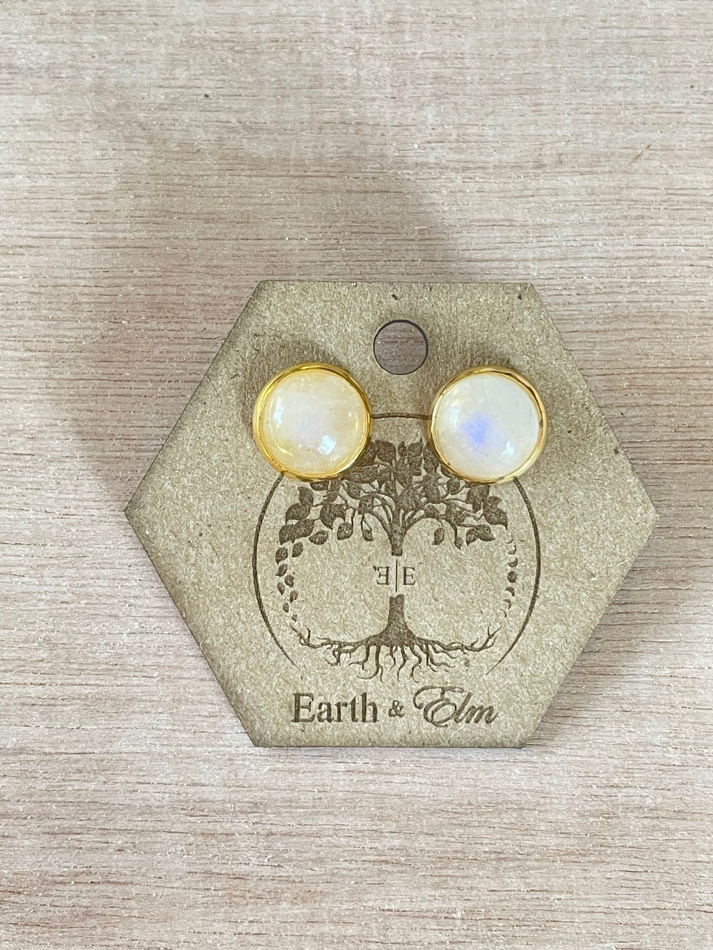 Moonstone Stud Earrings| Gold | Rose Gold | Silver | Steel | Black | 10mm