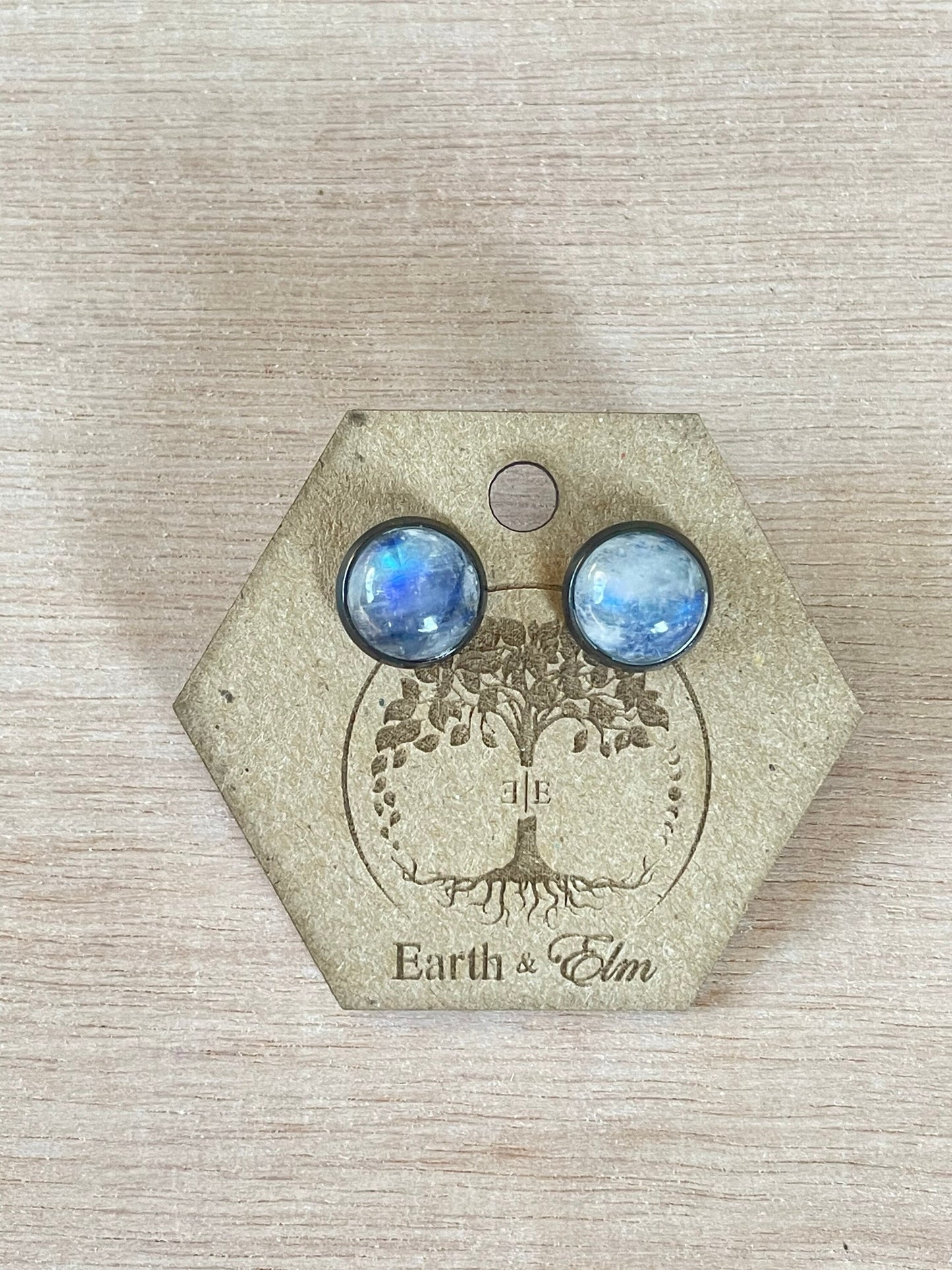 Moonstone Stud Earrings| Gold | Rose Gold | Silver | Steel | Black | 10mm