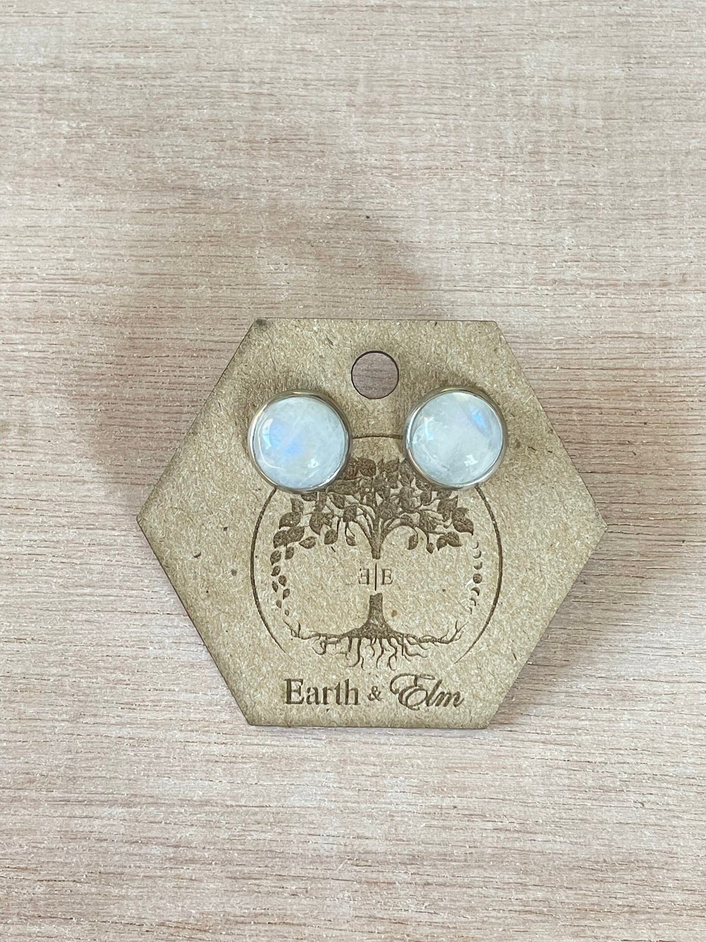 Moonstone Stud Earrings| Gold | Rose Gold | Silver | Steel | Black | 10mm
