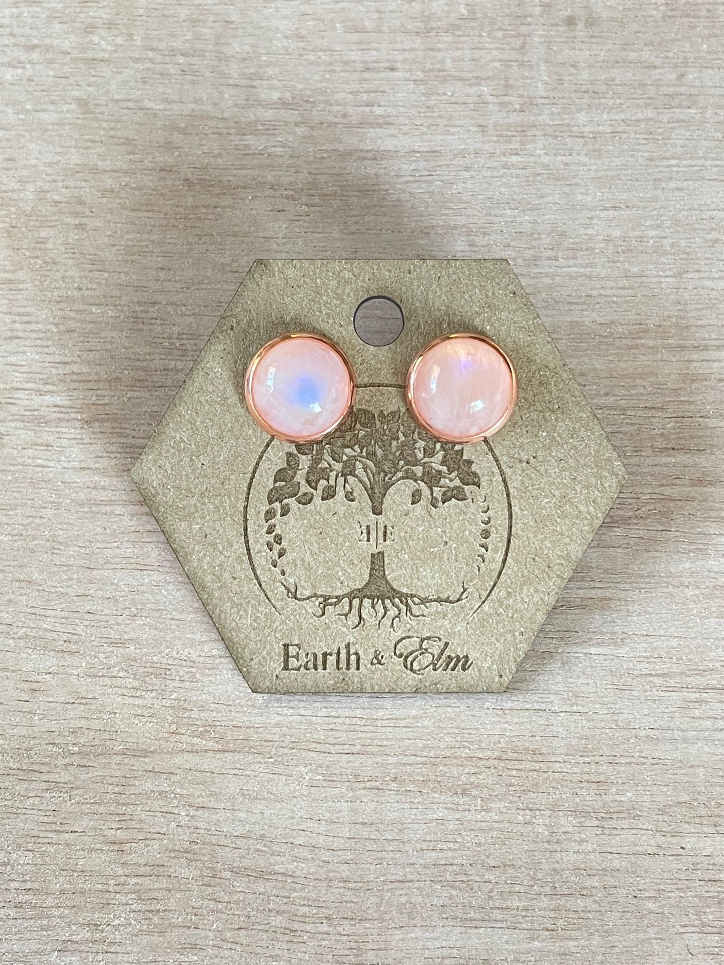 Moonstone Stud Earrings| Gold | Rose Gold | Silver | Steel | Black | 10mm
