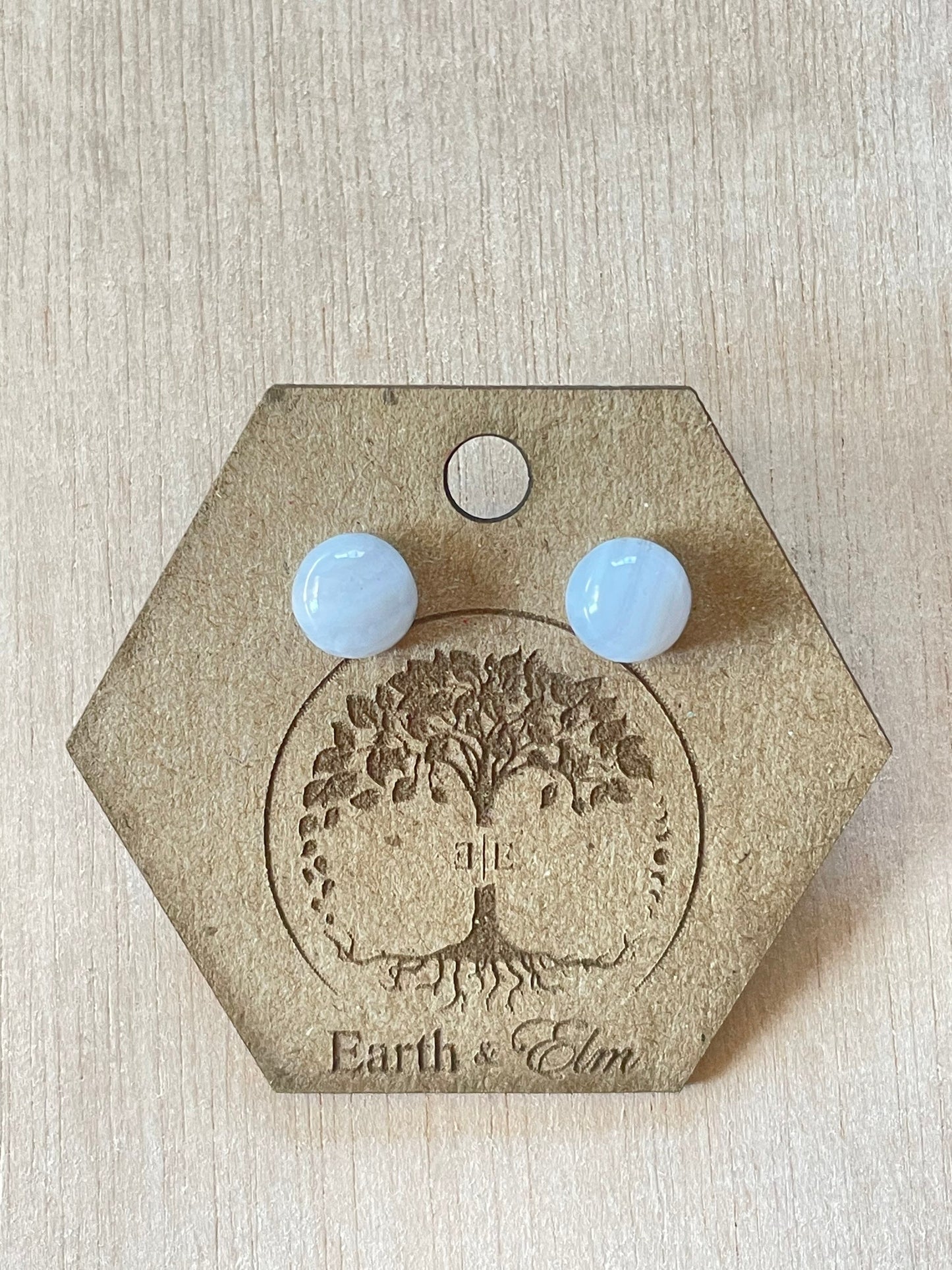 Blue Lace Agate Round Studs | Stud Earrings | Gemstone Earrings | 6mm 8mm 10mm 12mm