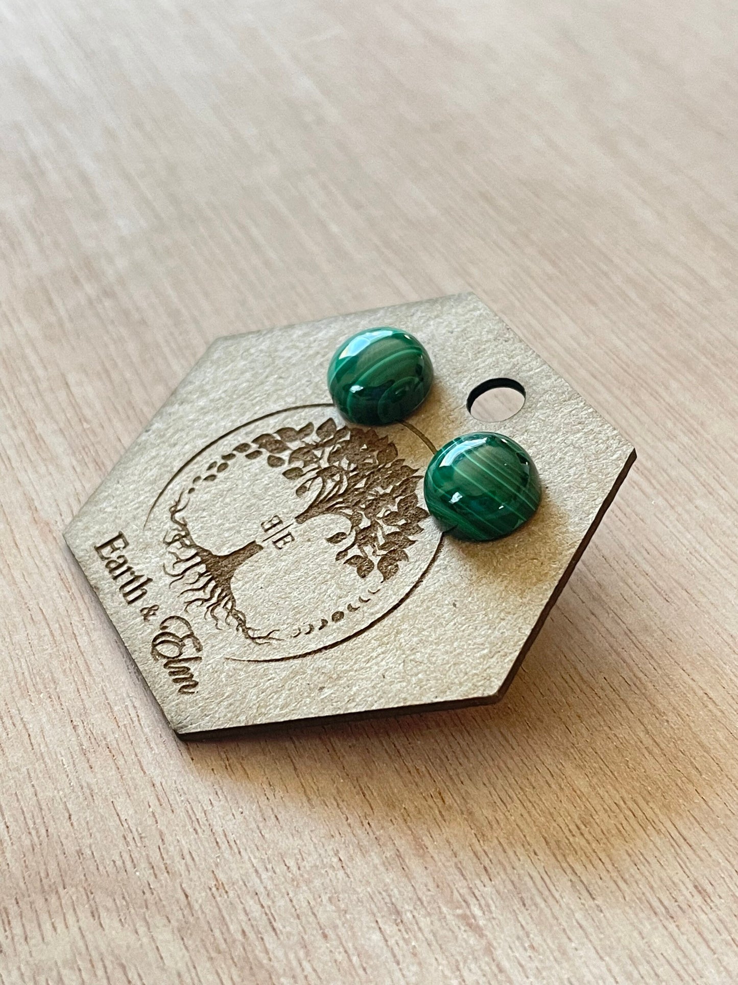 Malachite Studs | Stud Earrings | Gemstone Earrings | 8mm