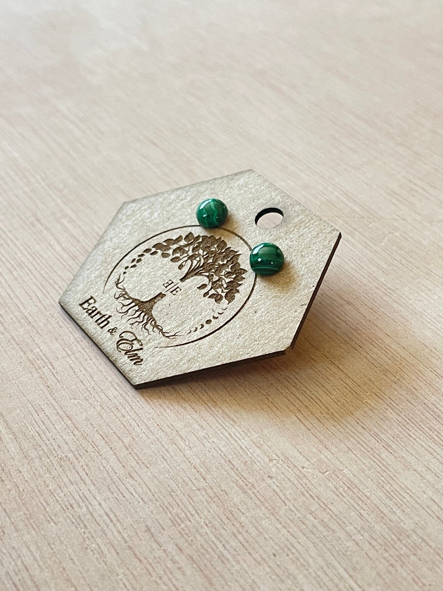 Malachite Studs | Stud Earrings | Gemstone Earrings | 8mm