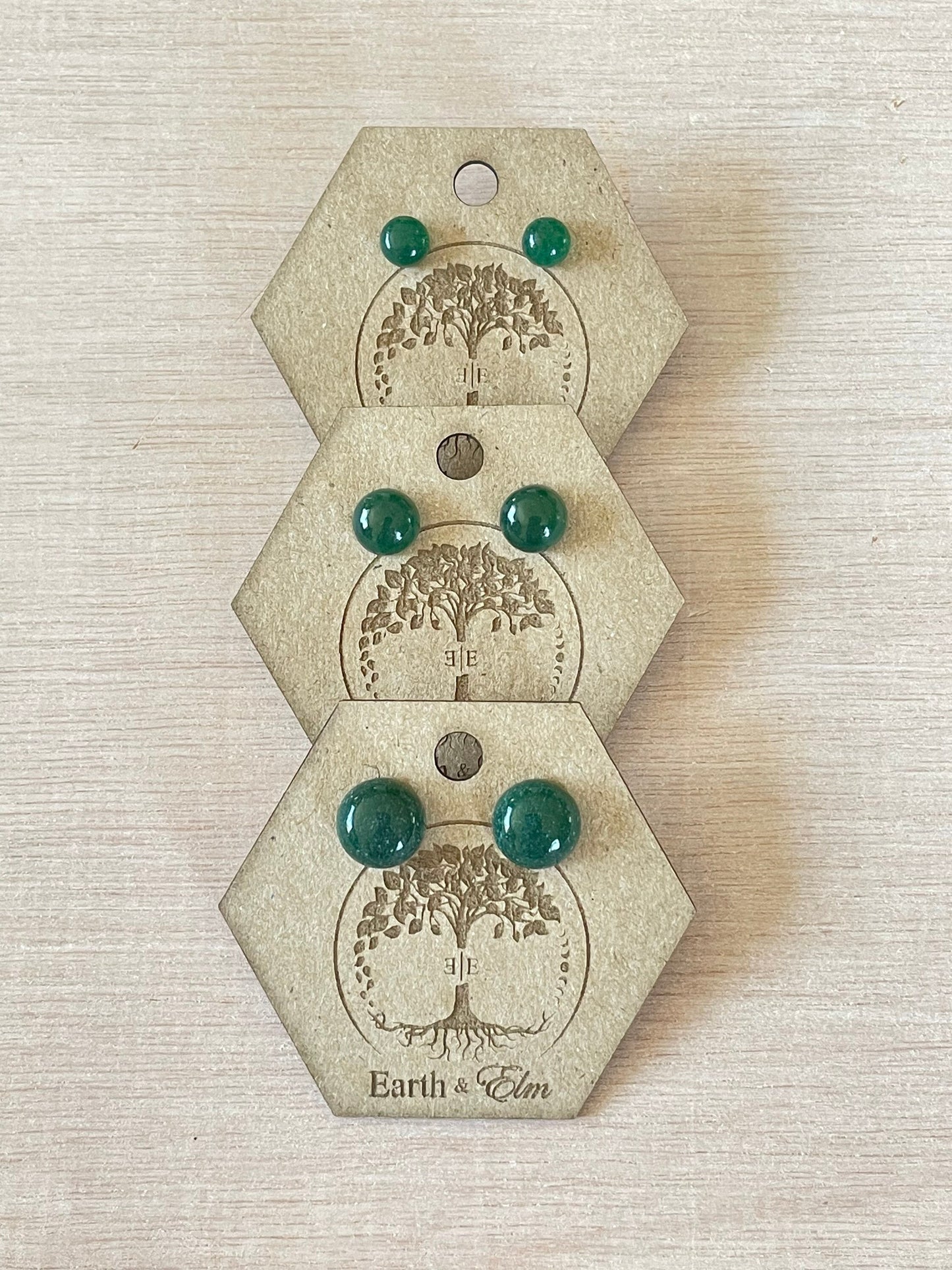 Green Aventurine Round Gemstone Studs | Stud Earrings | Gemstone Earrings | 6mm 8mm 10mm 12mm