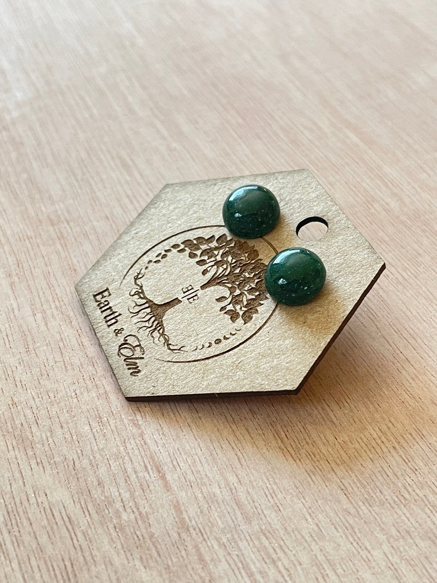 Green Aventurine Round Gemstone Studs | Stud Earrings | Gemstone Earrings | 6mm 8mm 10mm 12mm