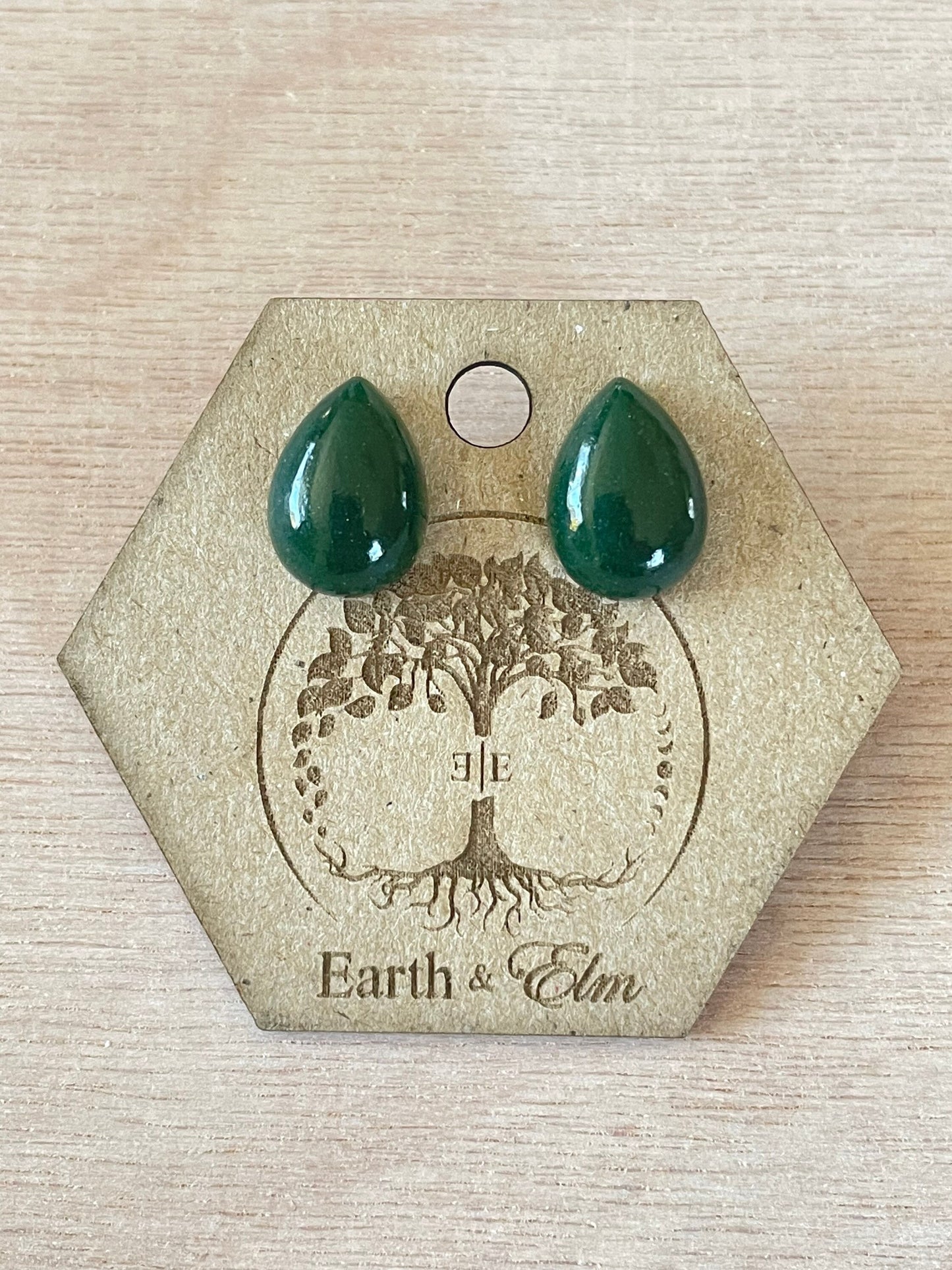 Green Aventurine Studs | Stud Earrings | Gemstone Earrings | Teardrop Pear Shape