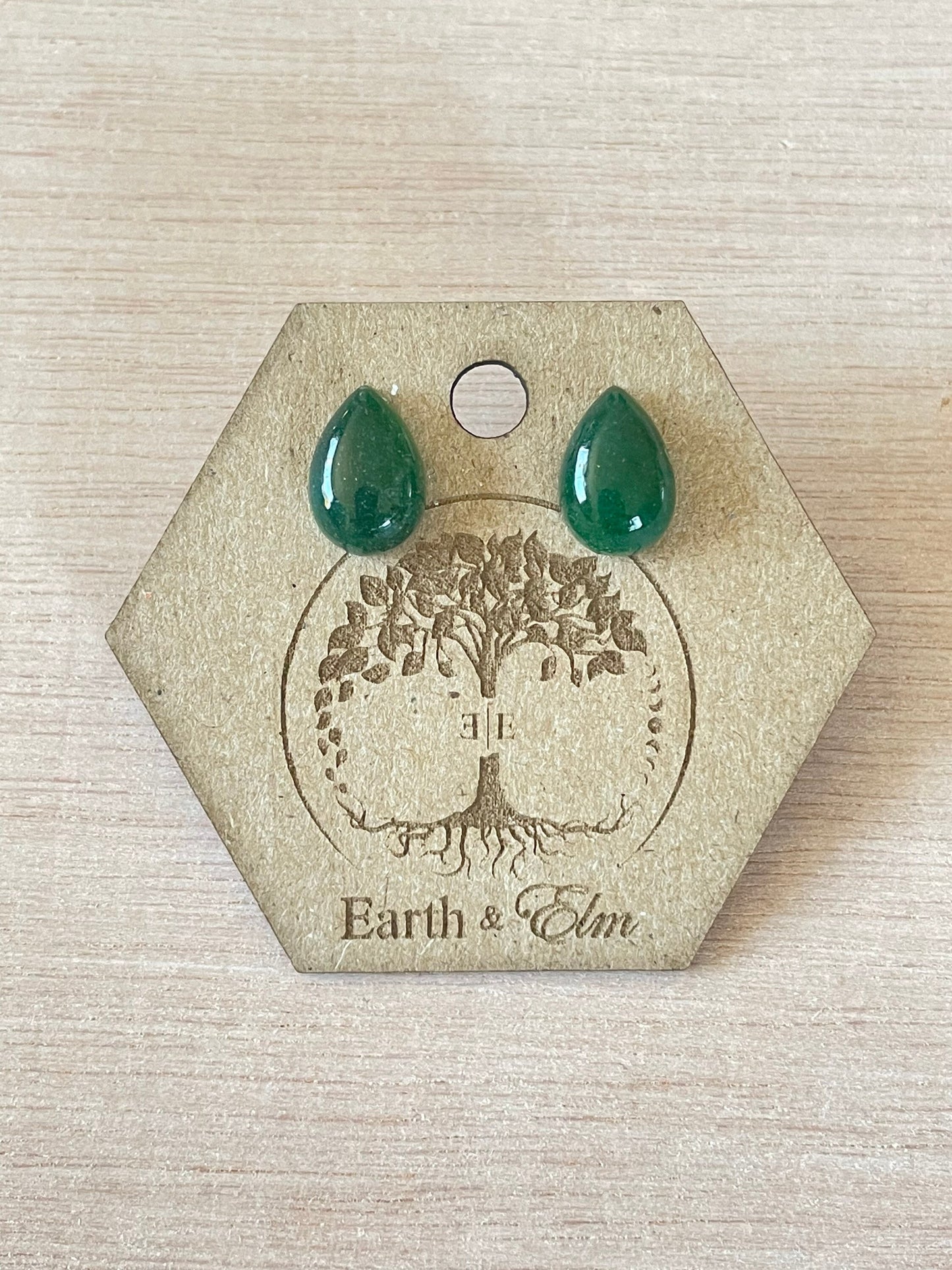 Green Aventurine Studs | Stud Earrings | Gemstone Earrings | Teardrop Pear Shape