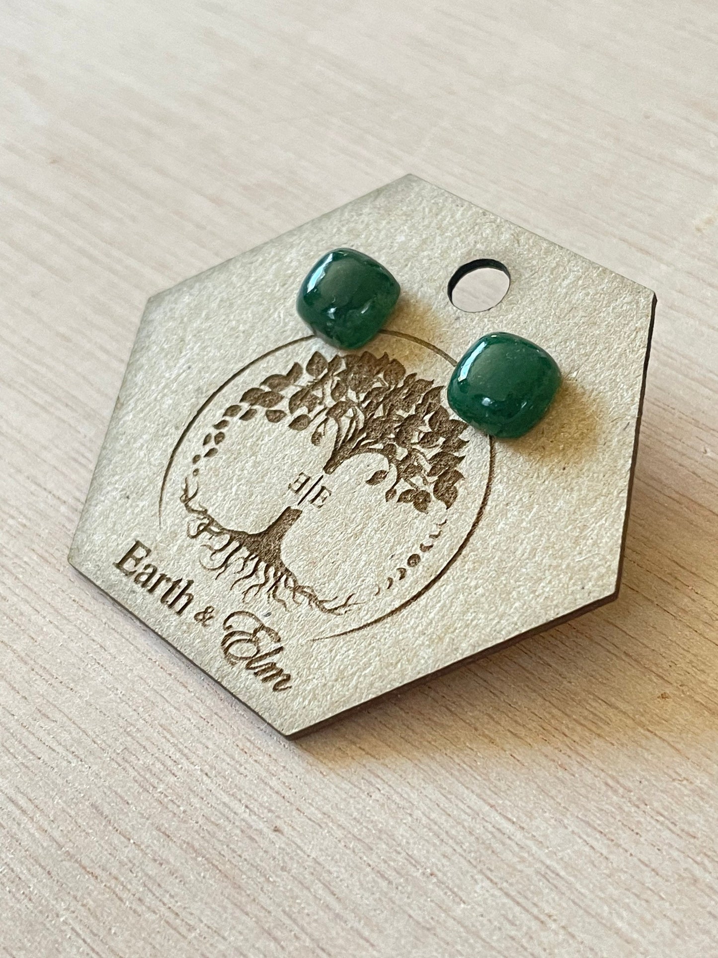 Green Aventurine Cushion Studs | Stud Earrings | Gemstone Earrings | Cushion Cut Shape