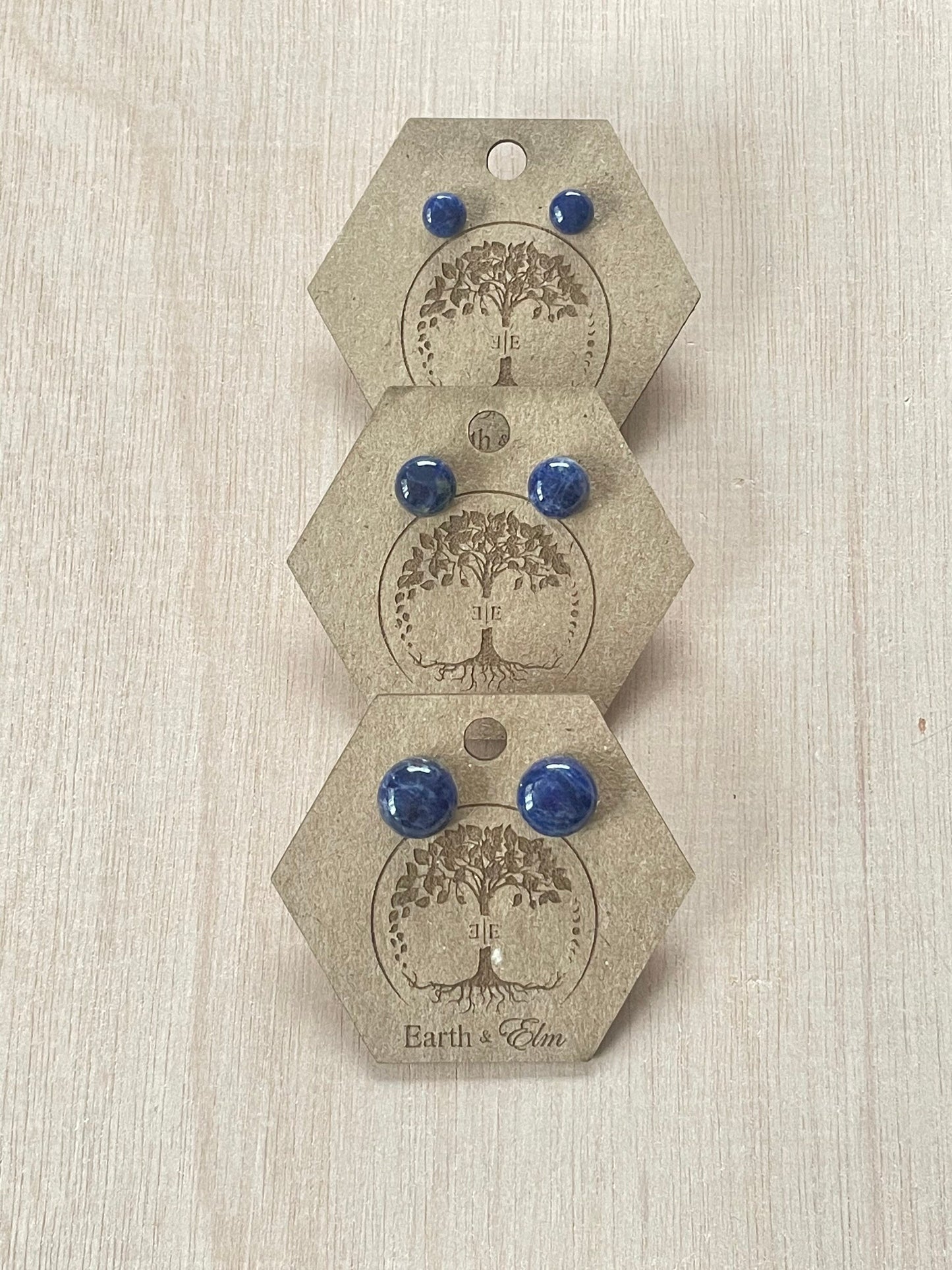 Sodalite Round Gemstone Studs | Stud Earrings | Gemstone Earrings | 6mm 8mm 10mm 12mm