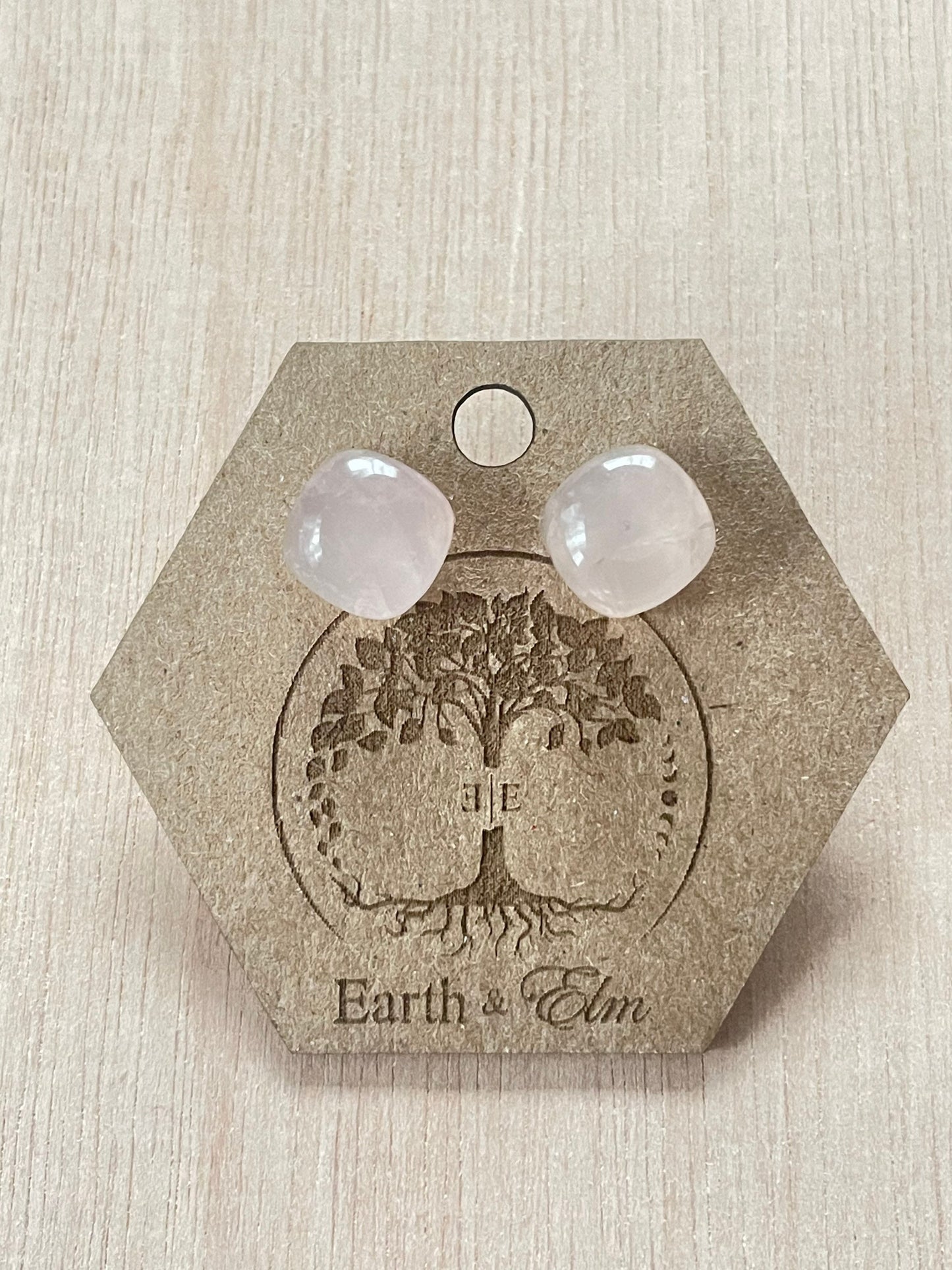 Rose Quartz Cushion Studs | Cushion Stud Earrings | Rose Quartz Earrings | Square Cut