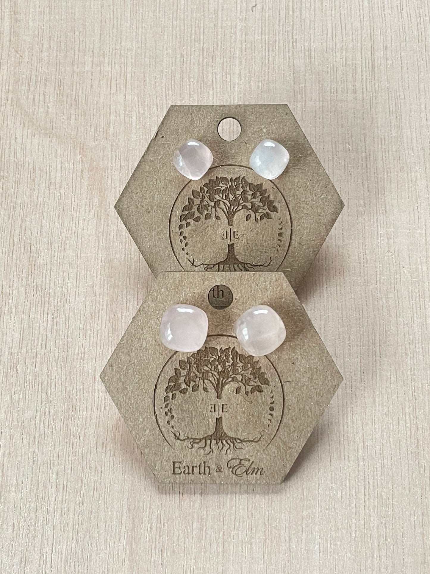 Rose Quartz Cushion Studs | Cushion Stud Earrings | Rose Quartz Earrings | Square Cut