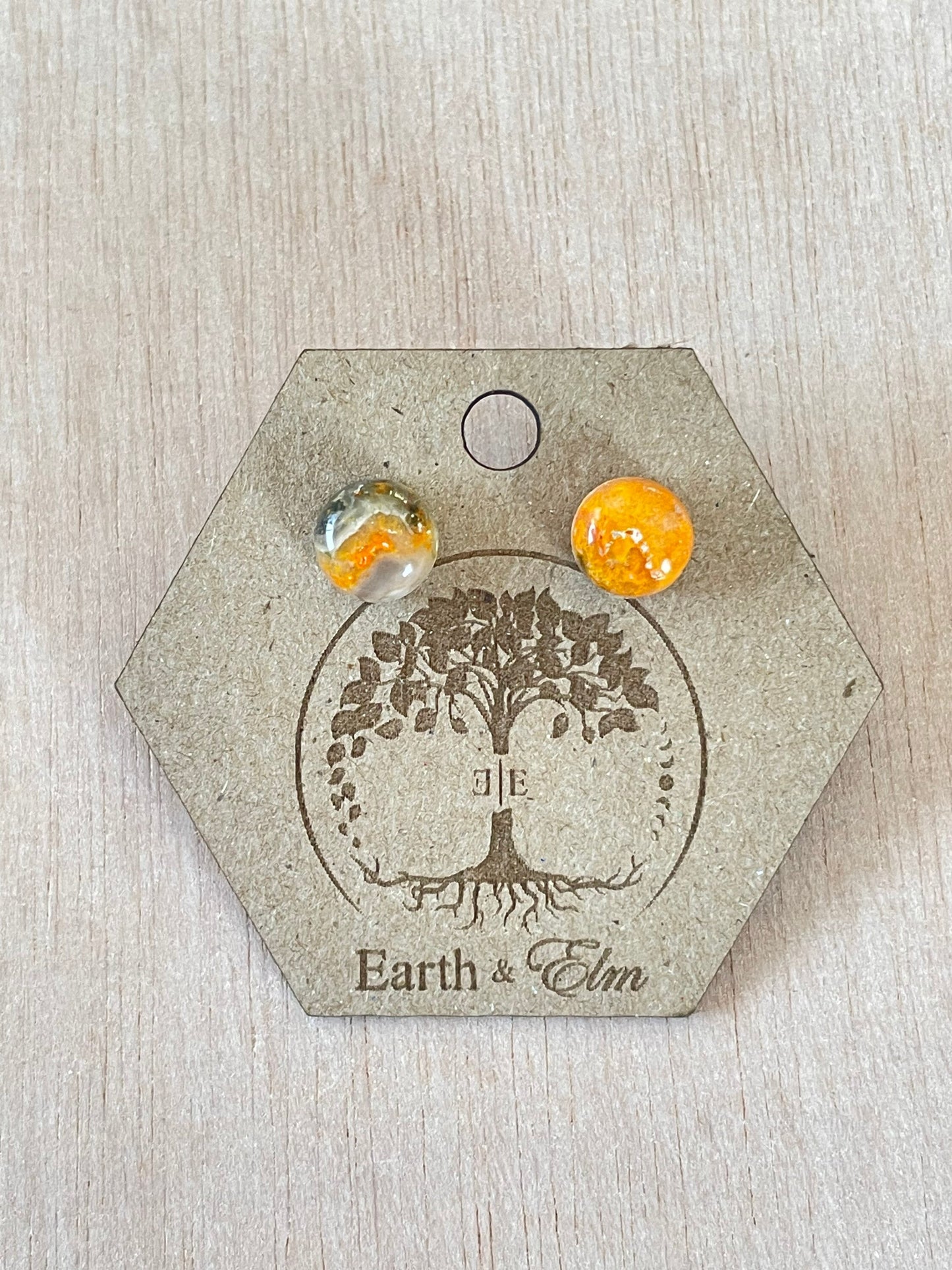 Bumblebee Jasper Studs | Stud Earrings | Gemstone Earrings | 8mm | 10mm