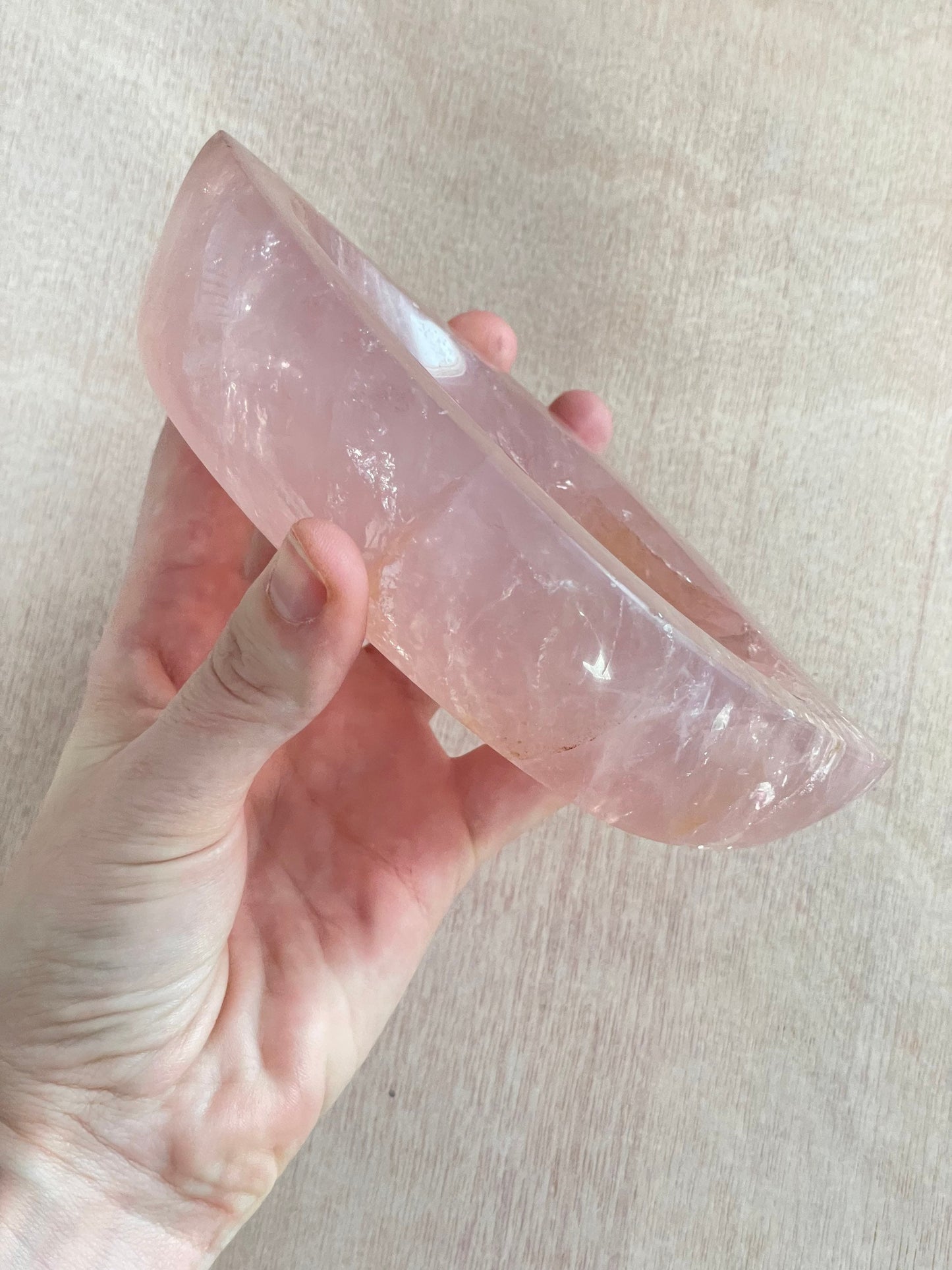 XXL Rose Quartz Bowl | Rose Quartz Carved Gemstone Bowl