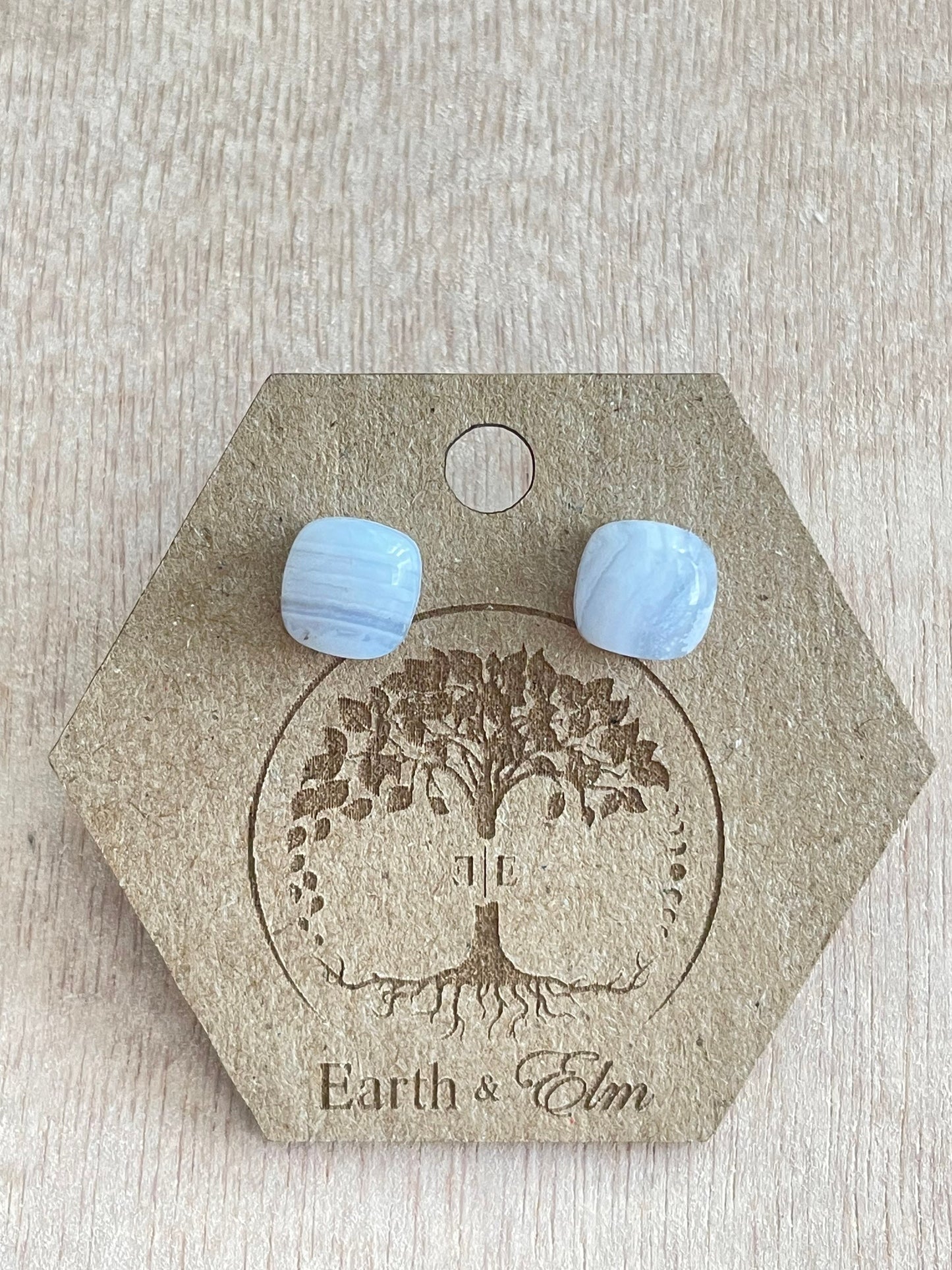 Blue Lace Agate Cushion Studs | Stud Earrings | Gemstone Earrings | 8mm 10mm Cushion Cut