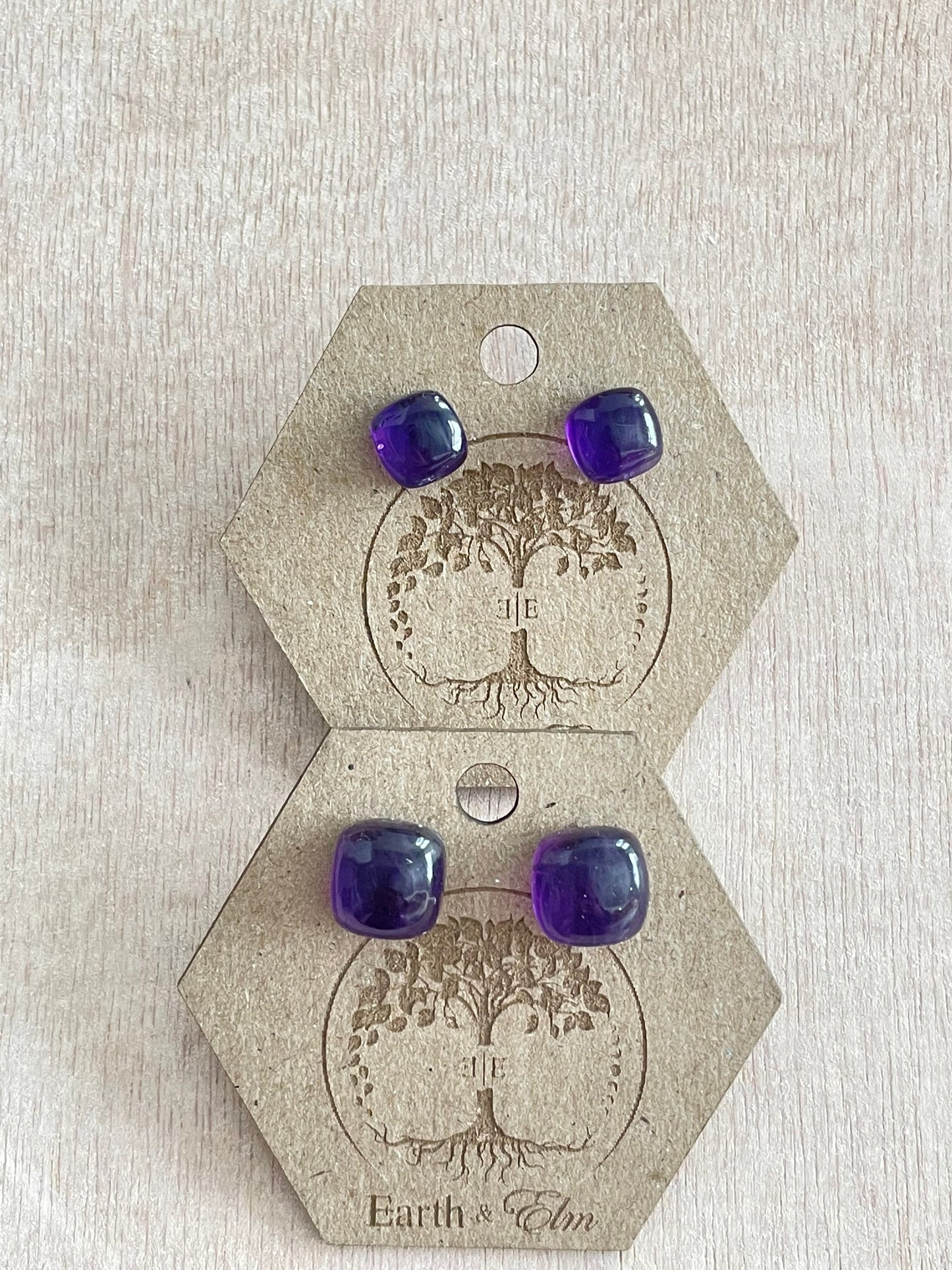 Amethyst Cushion Stud Earrings | Cushion Shape Studs | Cushion Cut Earrings | Gemstone Earrings