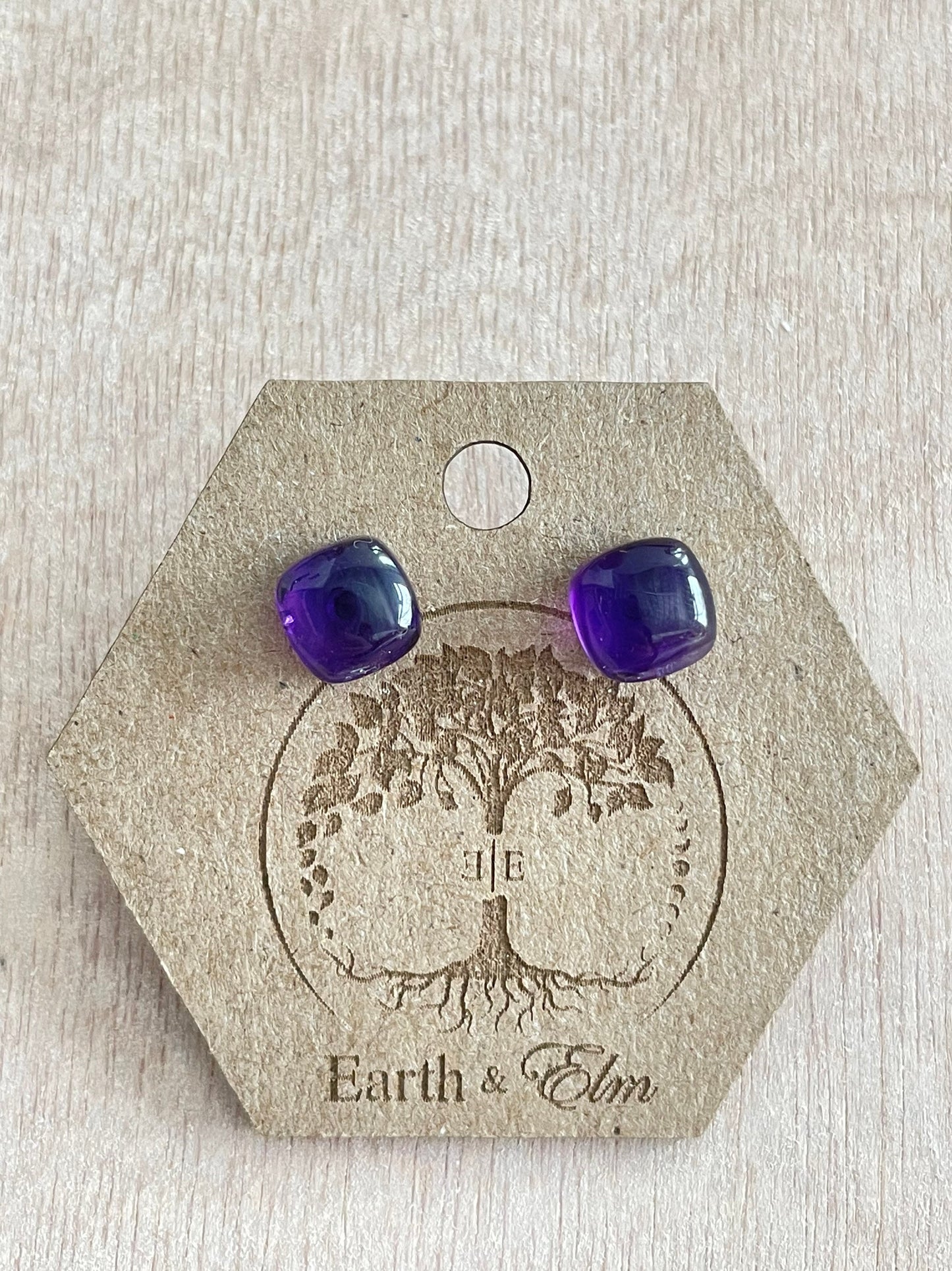 Amethyst Cushion Stud Earrings | Cushion Shape Studs | Cushion Cut Earrings | Gemstone Earrings