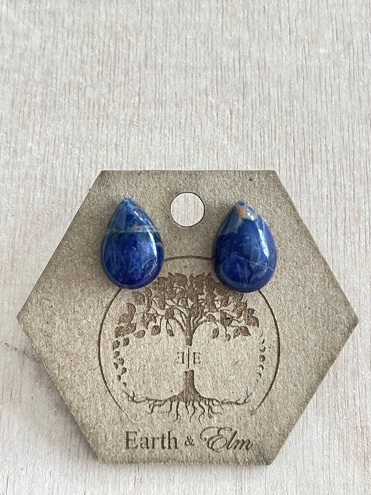 Sodalite Teardrop Studs | Stud Earrings | Gemstone Earrings | 8mm | 10mm | Pear Shape