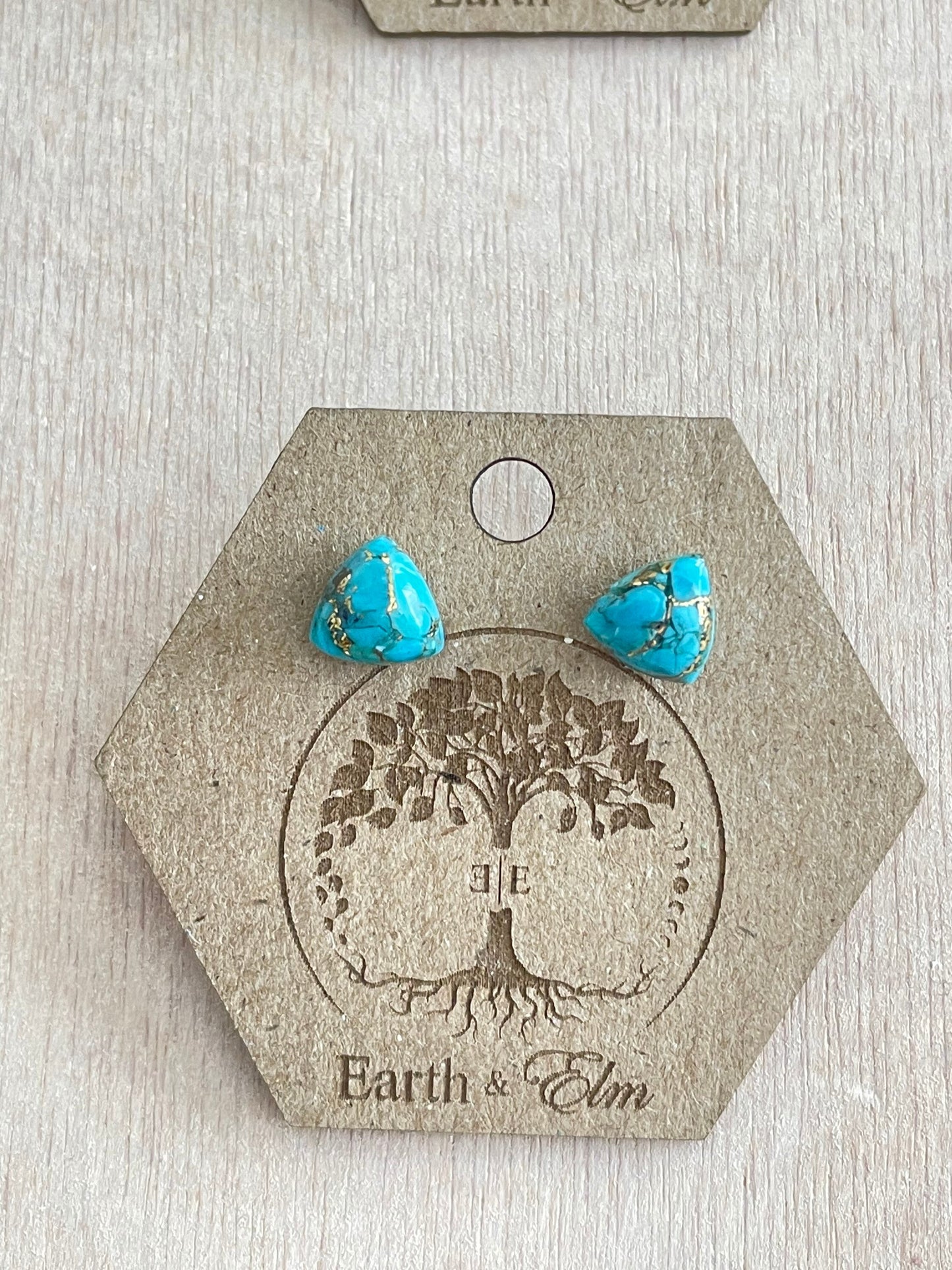 Turquoise Trillion Gemstone Stud Earrings | Triangle Shape | Gemstone Studs | Stud Earrings | Blue Copper Turquoise