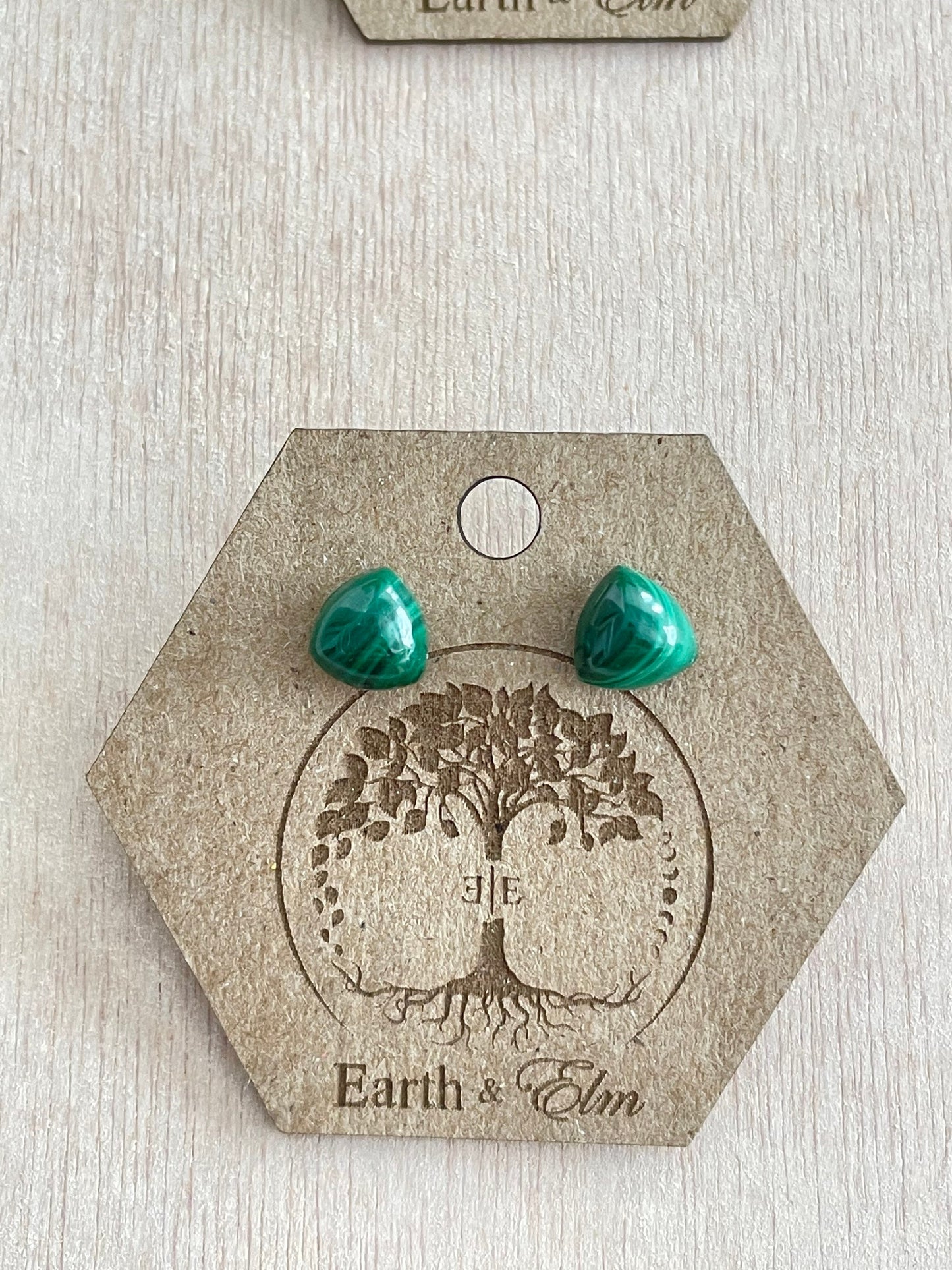 Malachite Trillion Studs | Triangle Shape | Gemstone Studs | Stud Earrings |