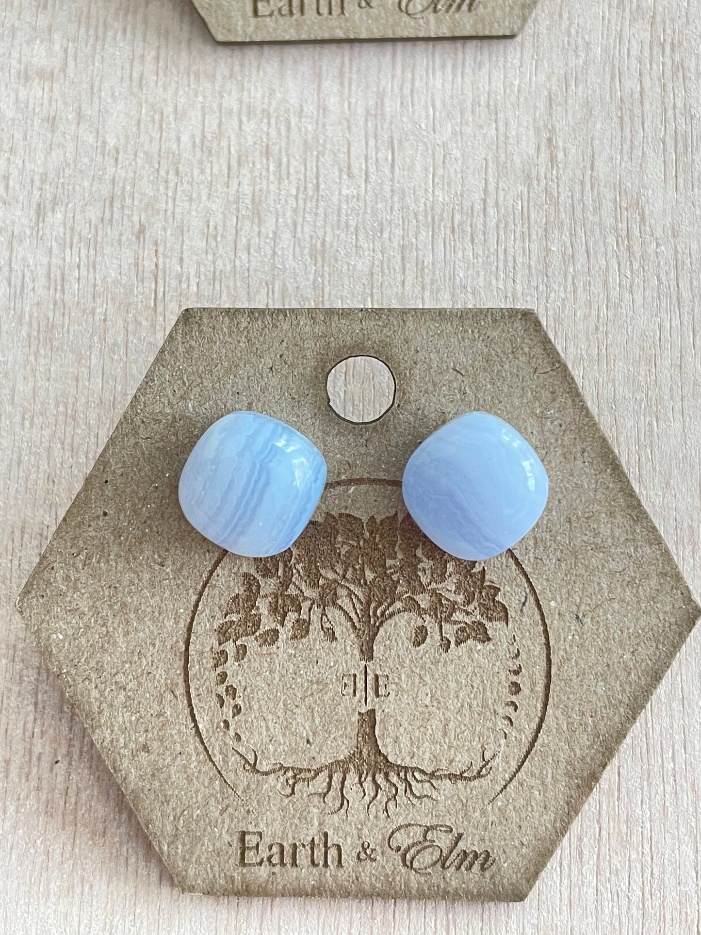 Blue Lace Agate Cushion Studs | Stud Earrings | Gemstone Earrings | 8mm 10mm Cushion Cut