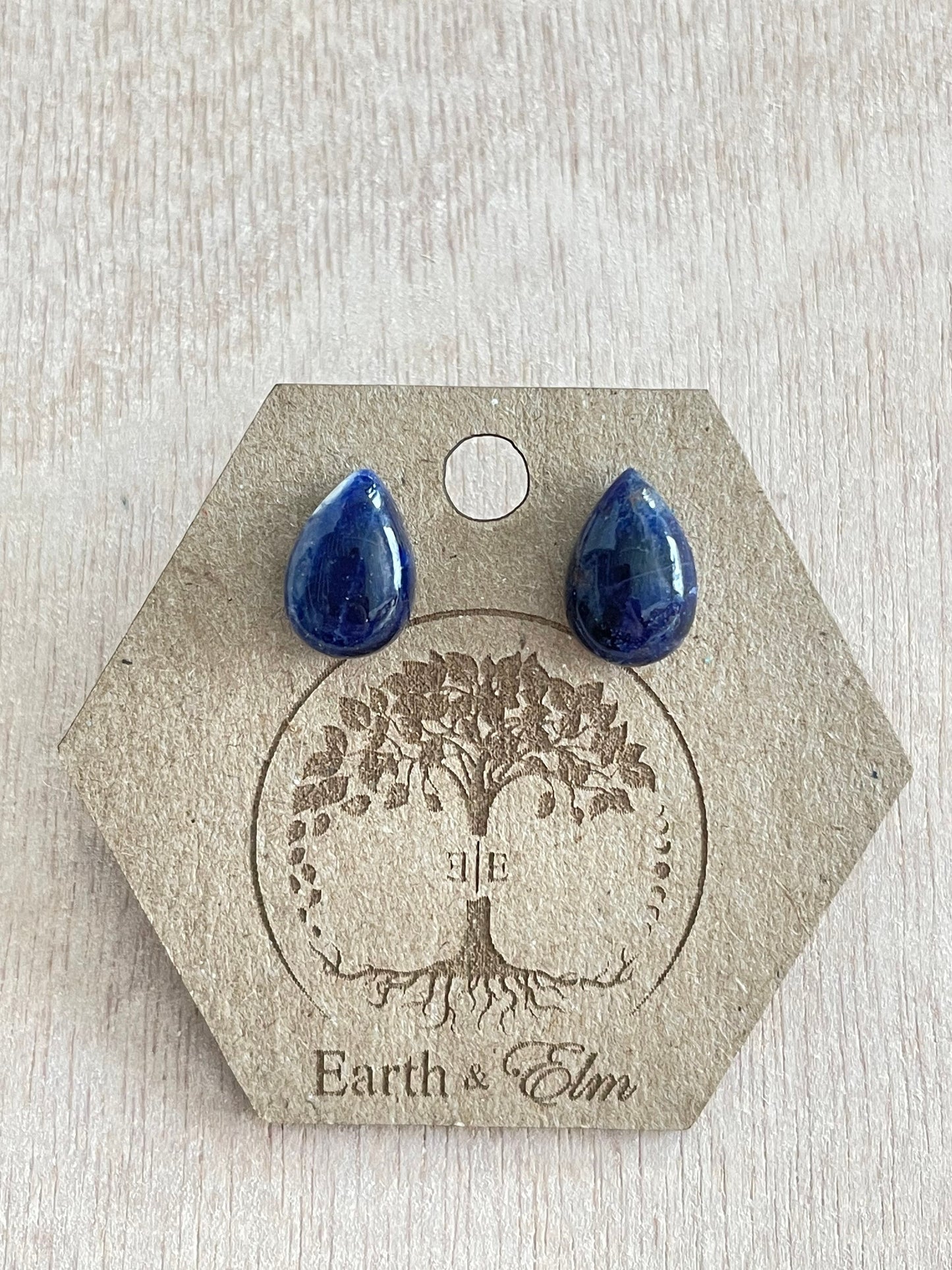 Sodalite Teardrop Studs | Stud Earrings | Gemstone Earrings | 8mm | 10mm | Pear Shape