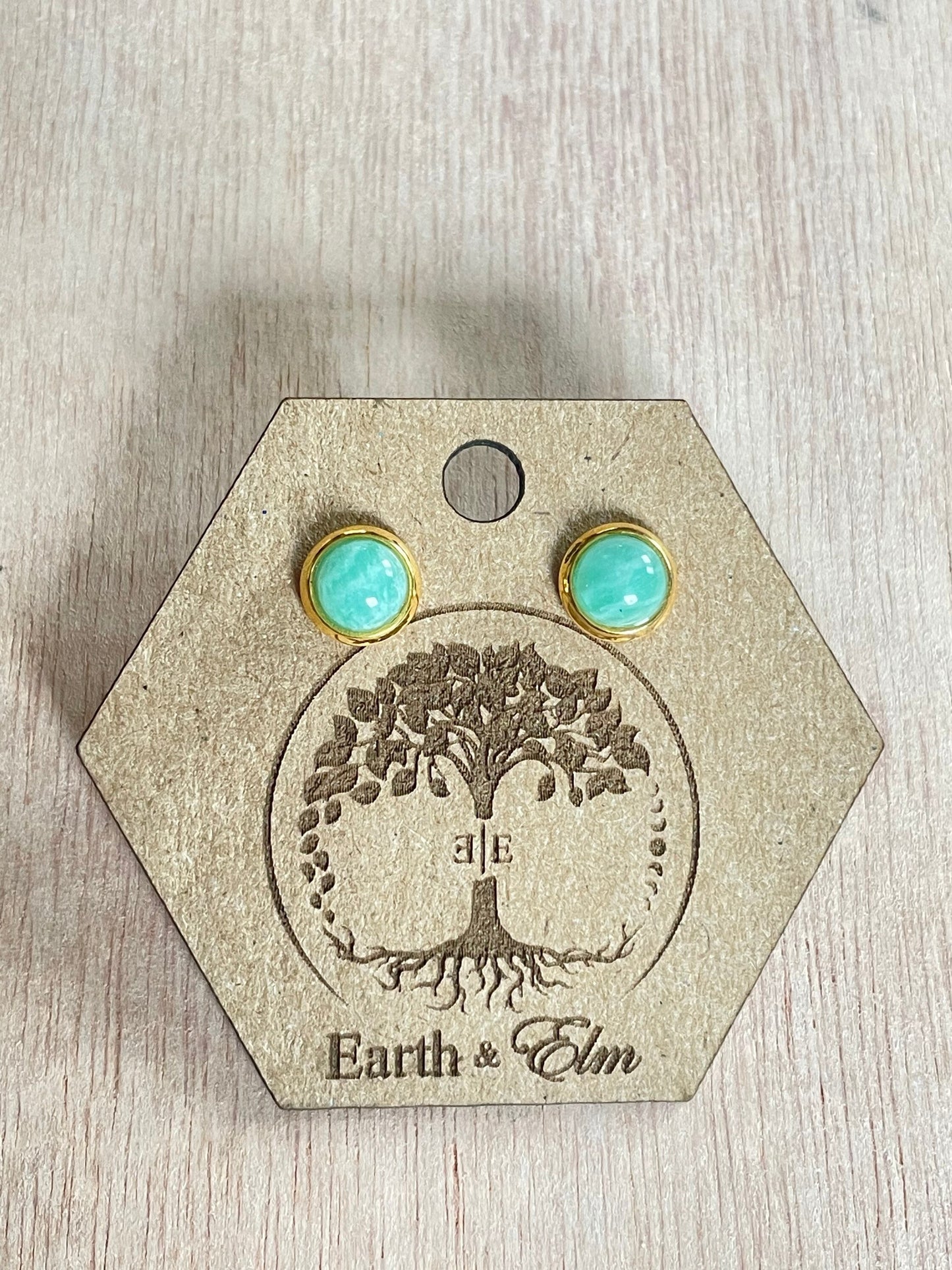 6mm Amazonite Stud Earrings | Gold | Rose Gold | Silver | Surgical Steel | Black | 6mm