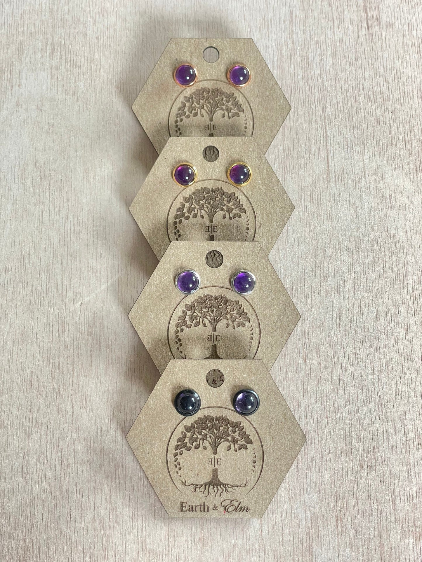 6mm Amethyst Stud Earrings | Gold | Rose Gold | Silver | Surgical Steel | Black | 6mm