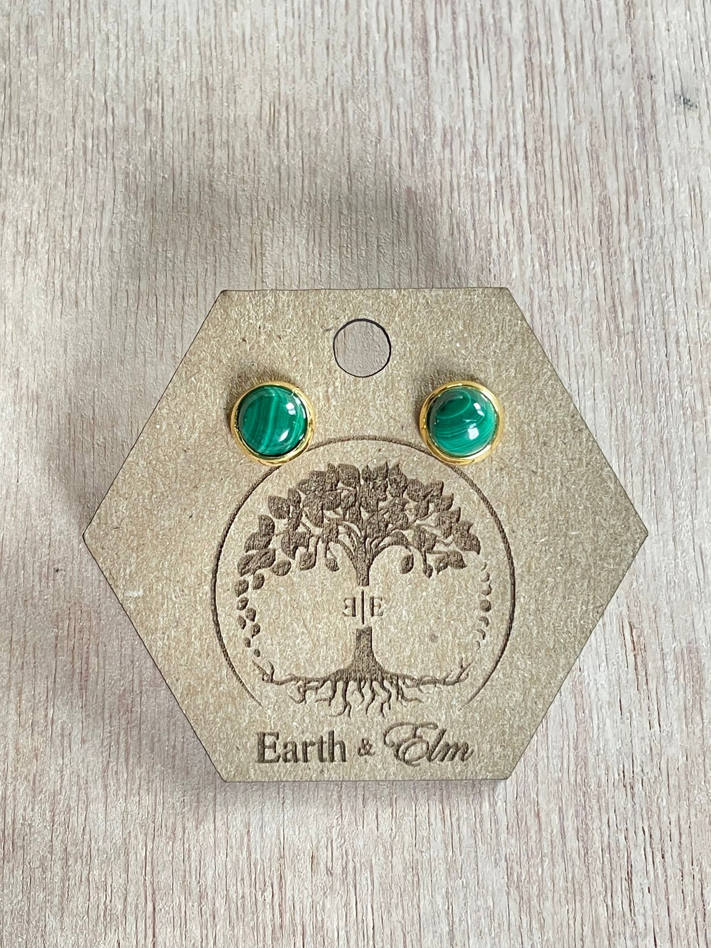 6mm Malachite Stud Earrings | Gold | Rose Gold | Silver | Surgical Steel | Black | 6mm