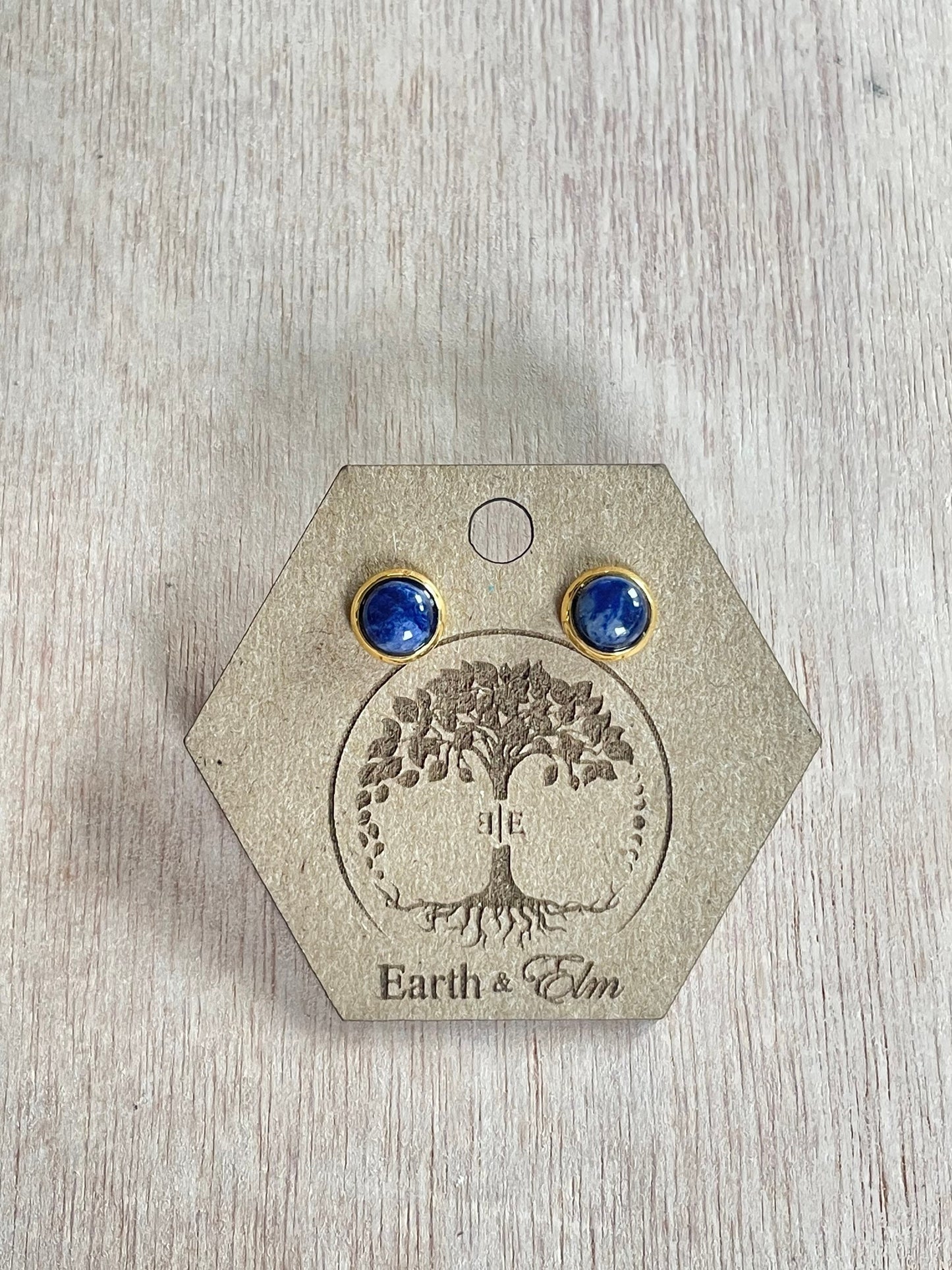 6mm Sodalite Stud Earrings | Gold | Rose Gold | Silver | Surgical Steel | Black | 6mm