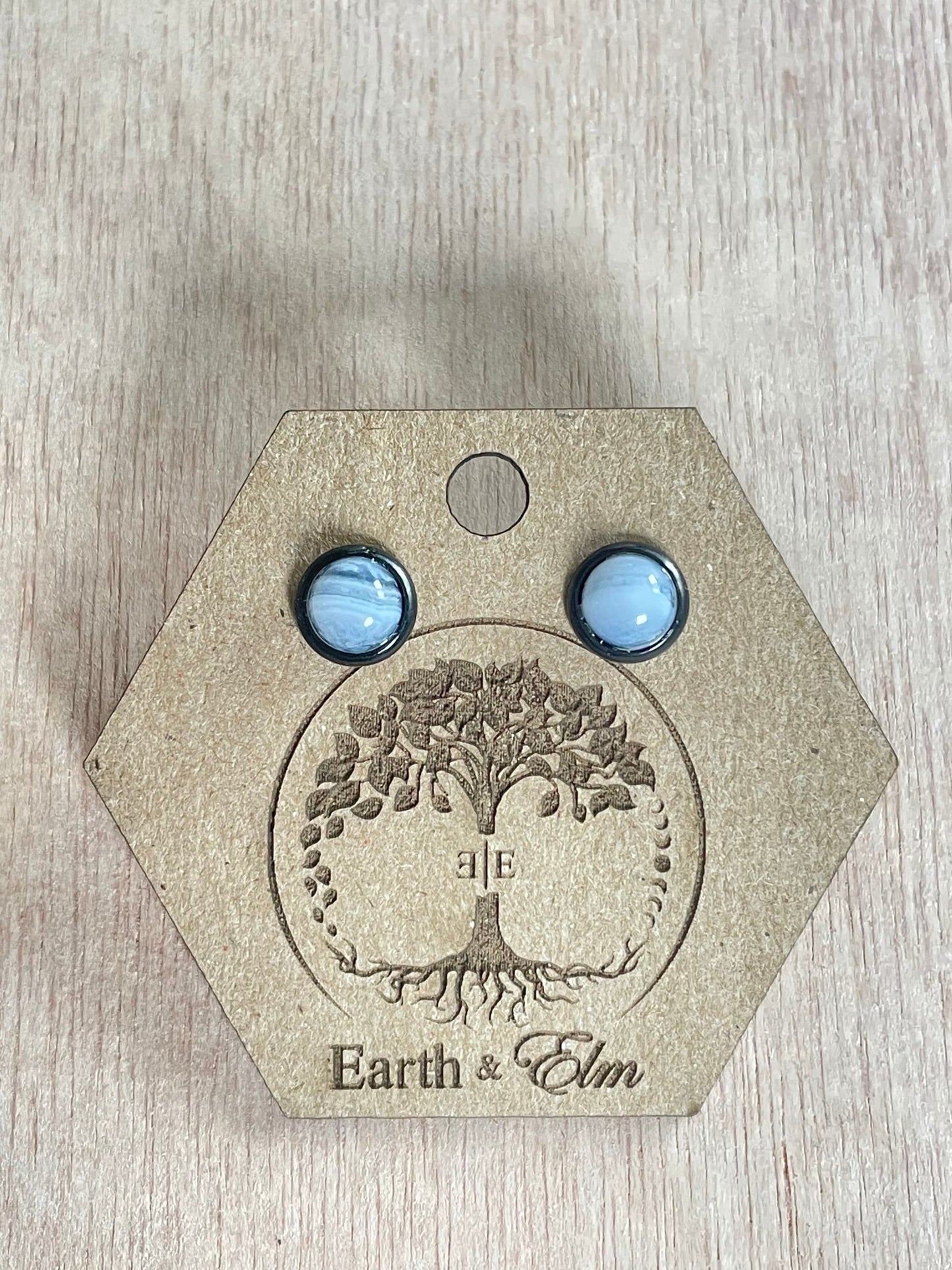 6mm Blue Lace Agate Stud Earrings | Gold | Rose Gold | Silver | Surgical Steel | Black | 6mm