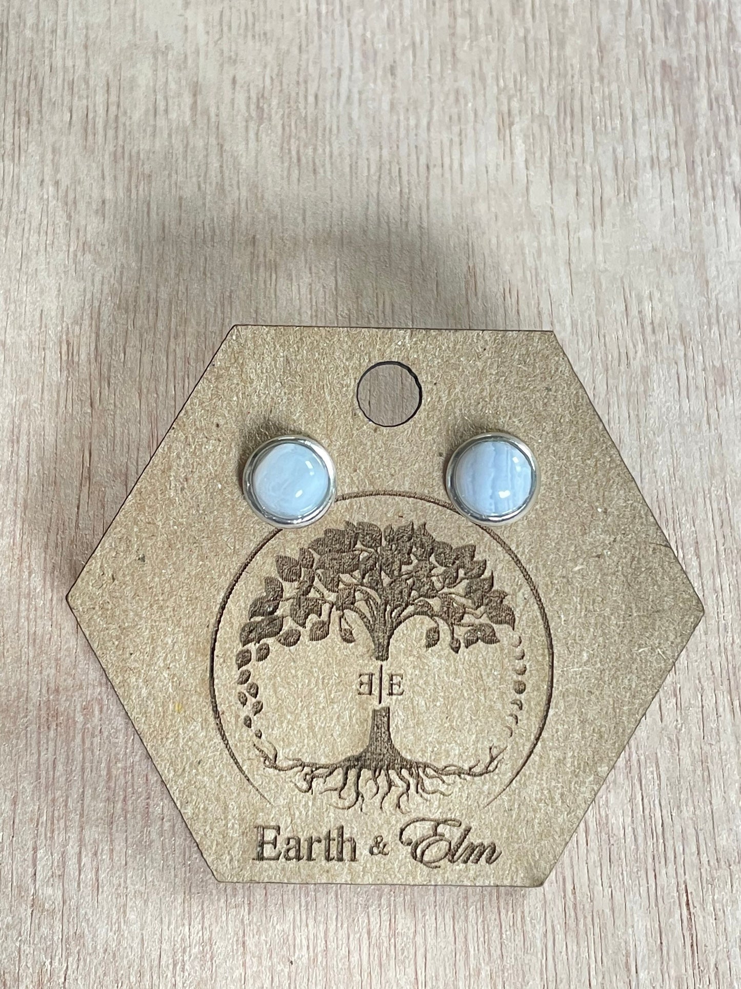 6mm Blue Lace Agate Stud Earrings | Gold | Rose Gold | Silver | Surgical Steel | Black | 6mm