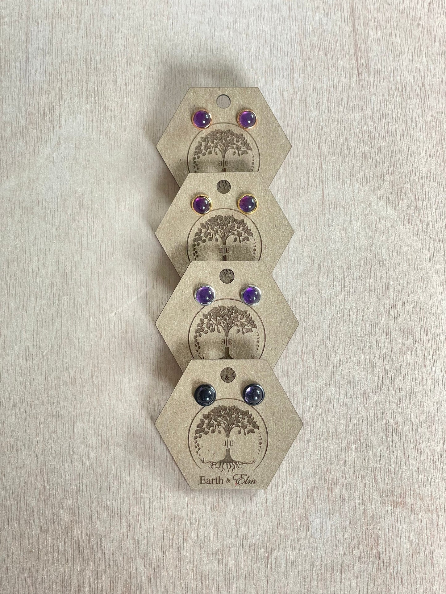 6mm Amethyst Stud Earrings | Gold | Rose Gold | Silver | Surgical Steel | Black | 6mm
