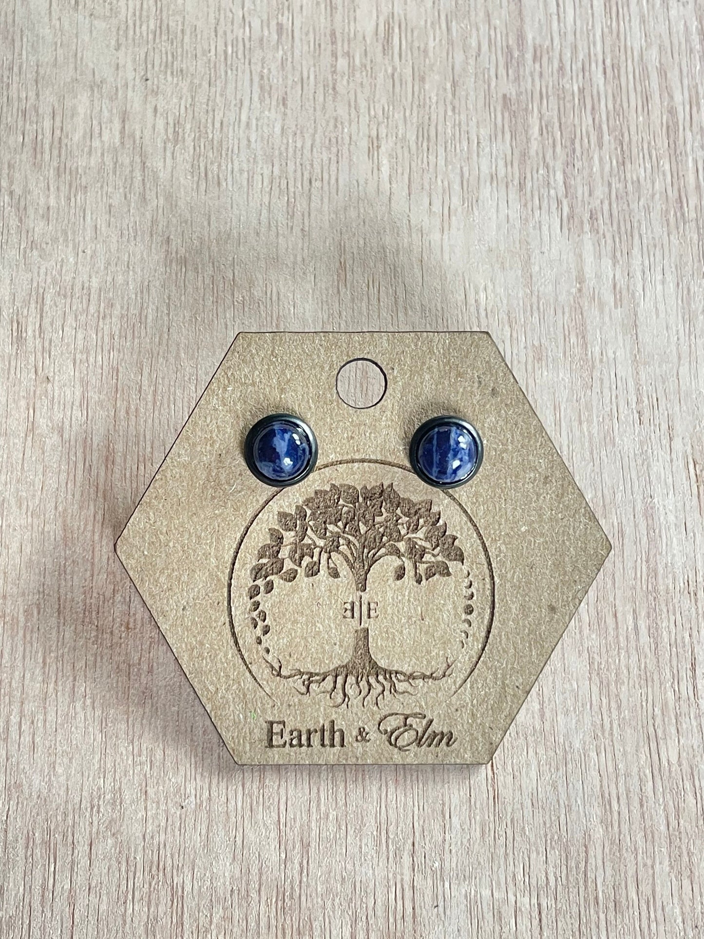 6mm Sodalite Stud Earrings | Gold | Rose Gold | Silver | Surgical Steel | Black | 6mm