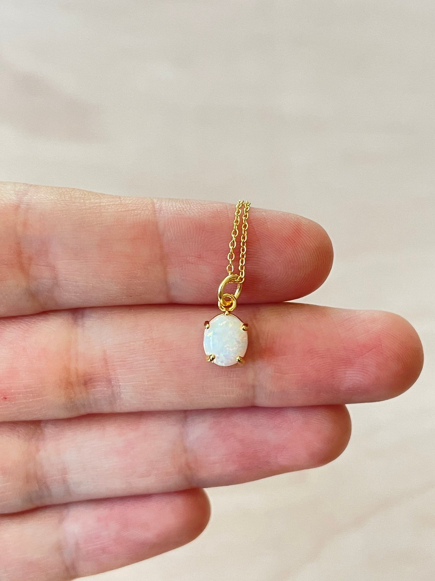 Minimalist Gold Opal Necklace | Friendship Necklace | Minimalist Gold Opal Layering Necklace