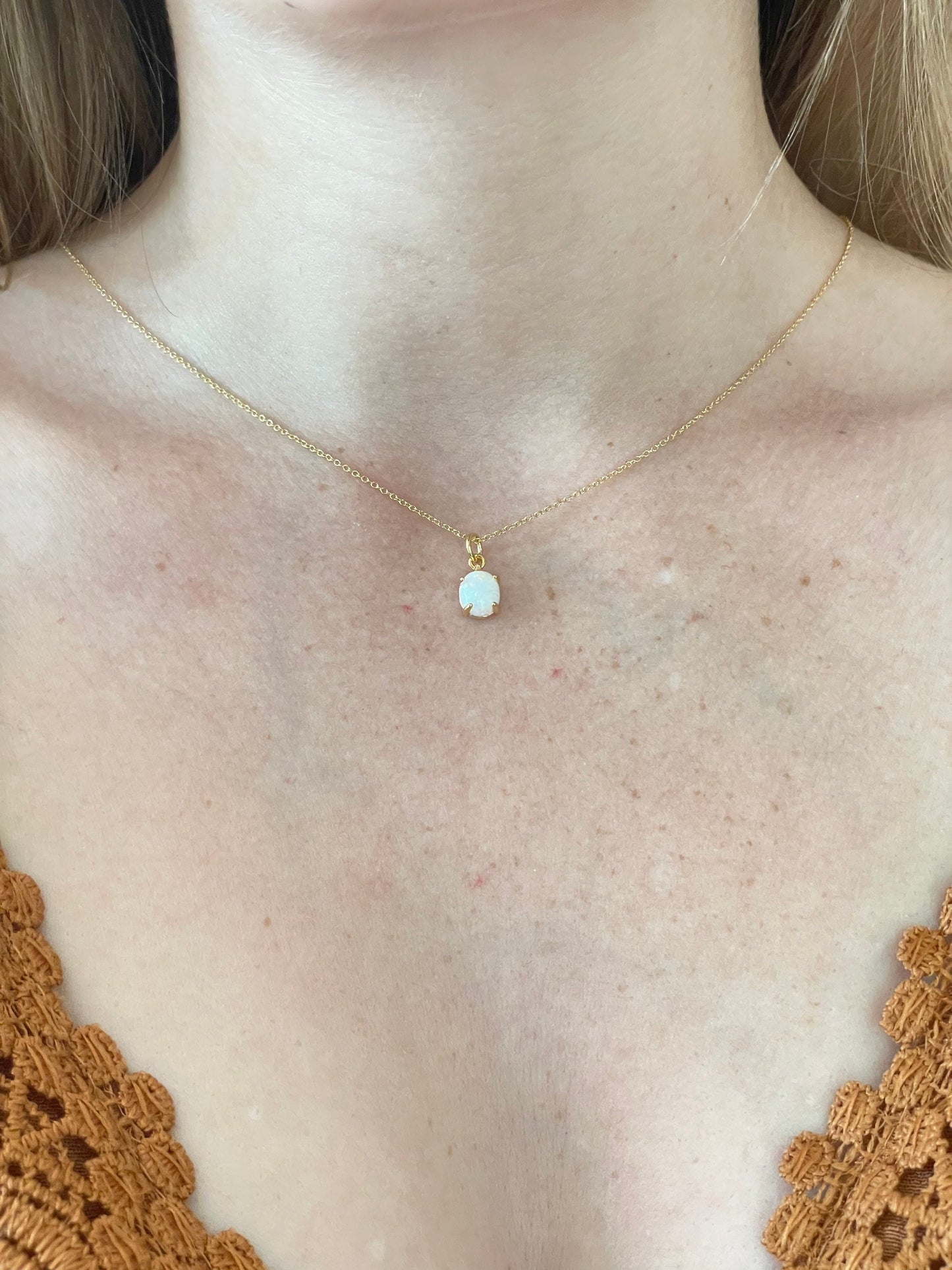 Minimalist Gold Opal Necklace | Friendship Necklace | Minimalist Gold Opal Layering Necklace