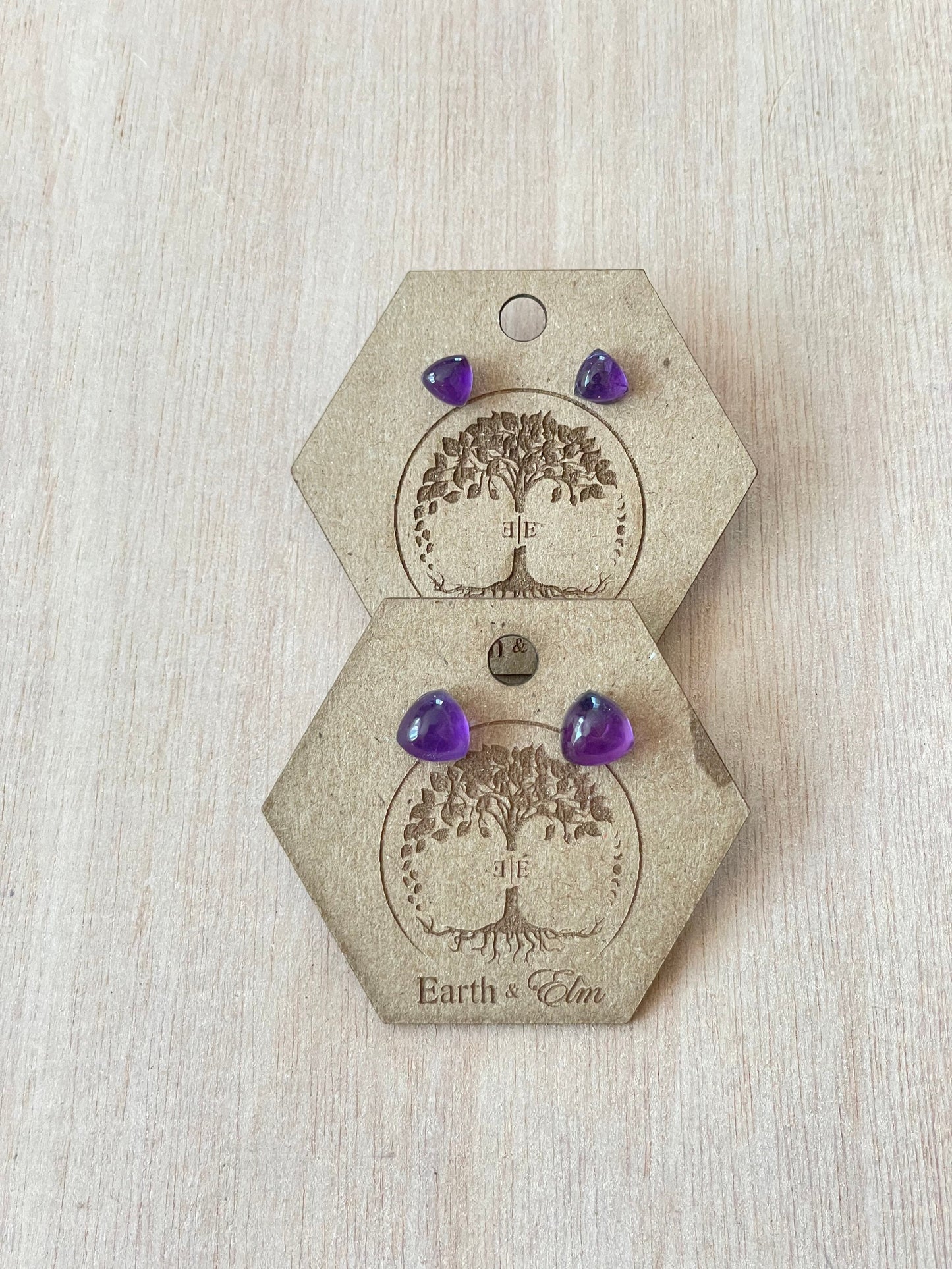 Amethyst Trillion Studs | Amethyst Earrings | Gemstone Earrings | 6mm 8mm Trillion Shape