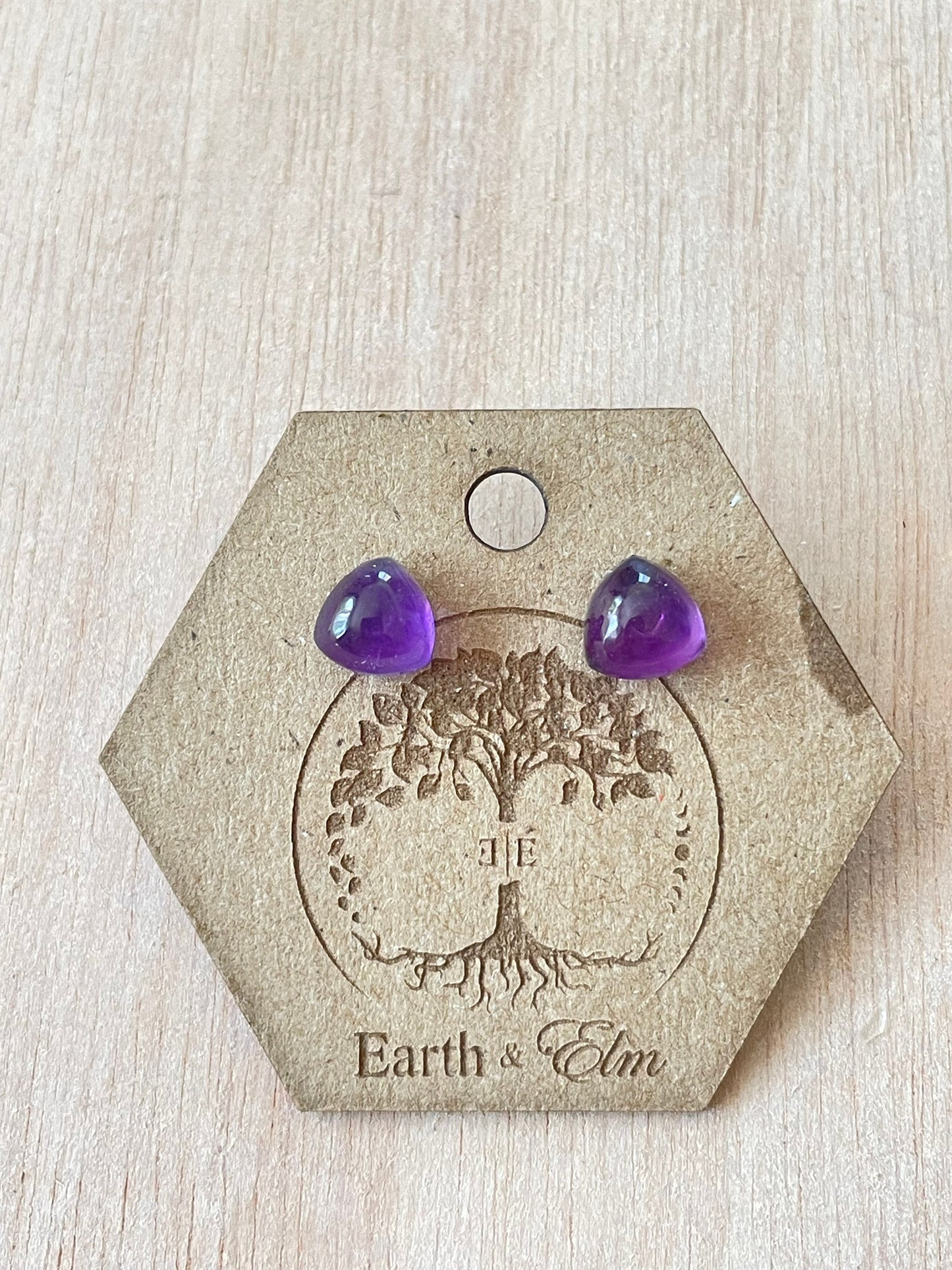 Amethyst Trillion Studs | Amethyst Earrings | Gemstone Earrings | 6mm 8mm Trillion Shape