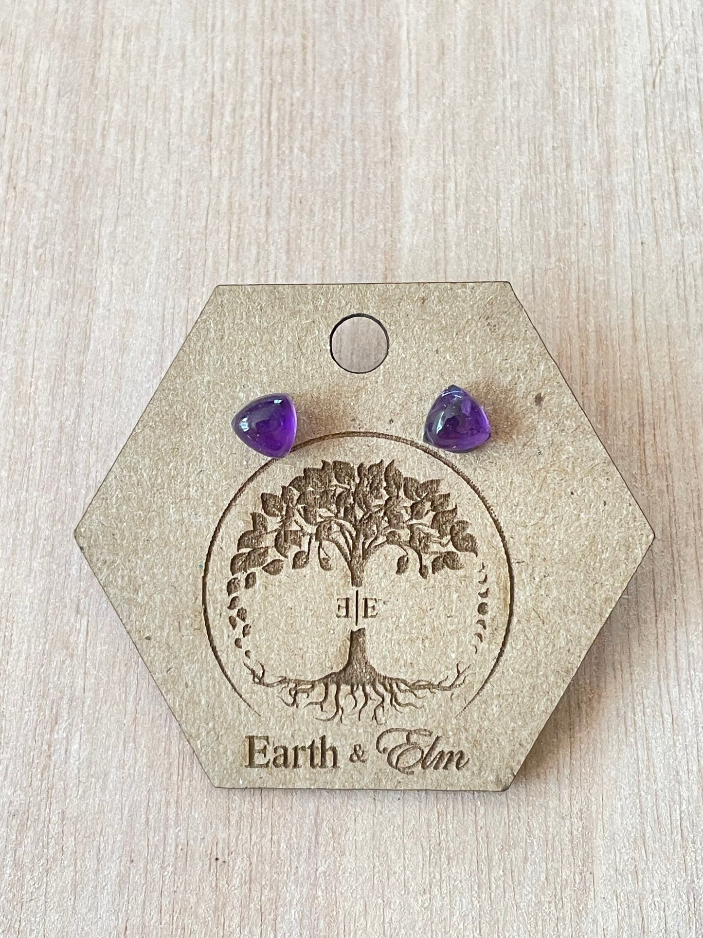 Amethyst Trillion Studs | Amethyst Earrings | Gemstone Earrings | 6mm 8mm Trillion Shape