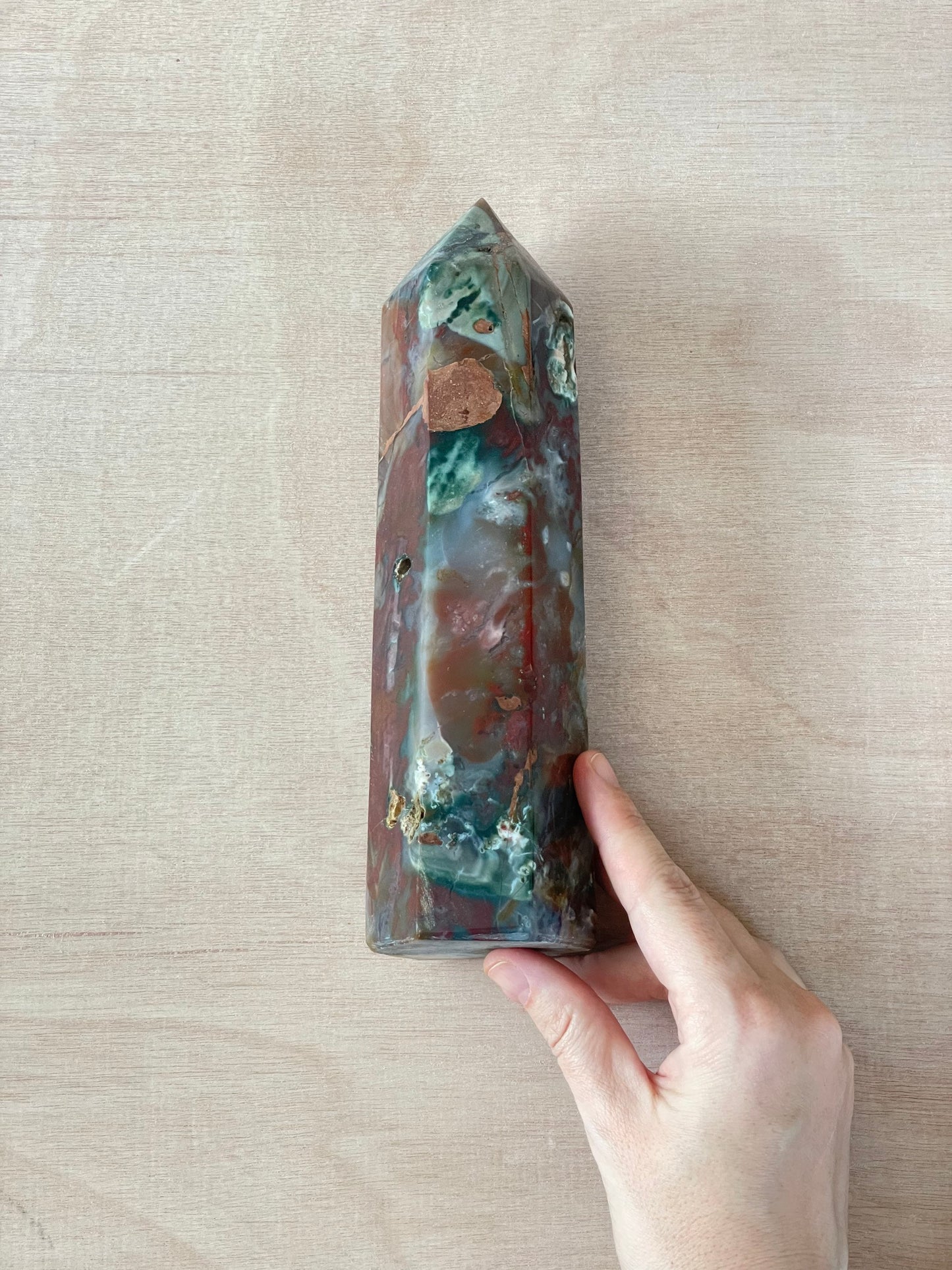 XL Ocean Jasper Tower | OJ Point | Carved Polished Generator | AAA Ocean Jasper | Extra Large Tower