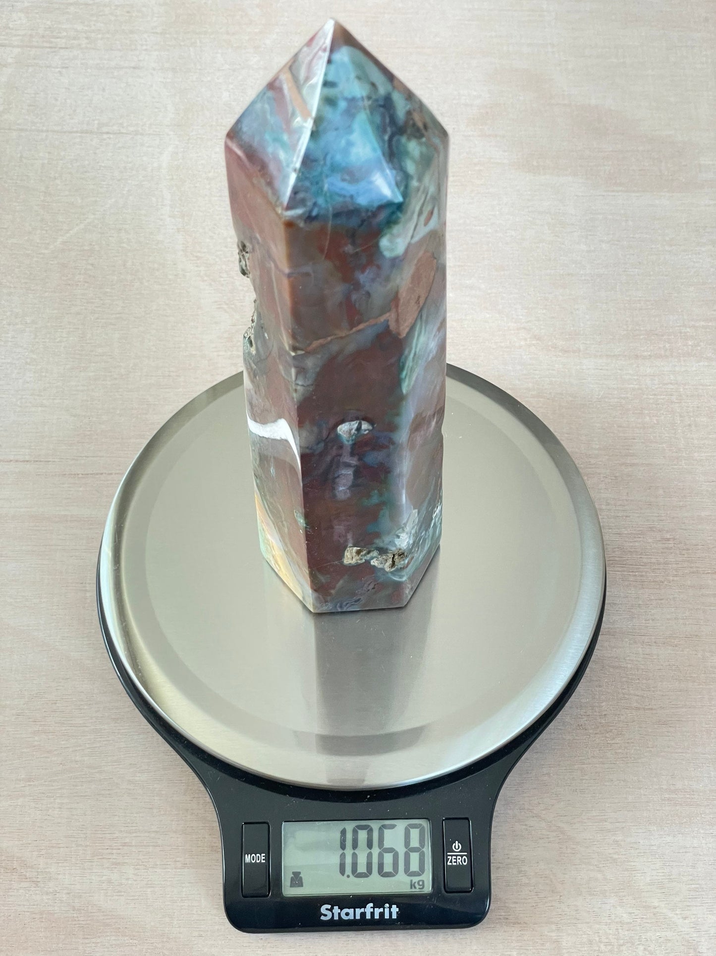 XL Ocean Jasper Tower | OJ Point | Carved Polished Generator | AAA Ocean Jasper | Extra Large Tower