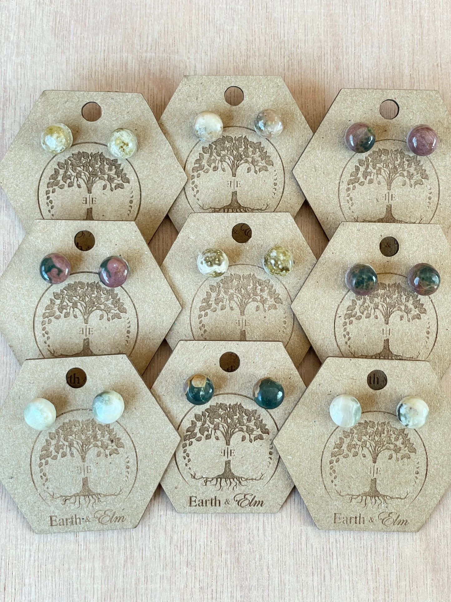 Ocean Jasper Round Studs | Stud Earrings | Gemstone Earrings | Round Studs | Authentic Gemstones | 6mm 8mm 10mm 12mm