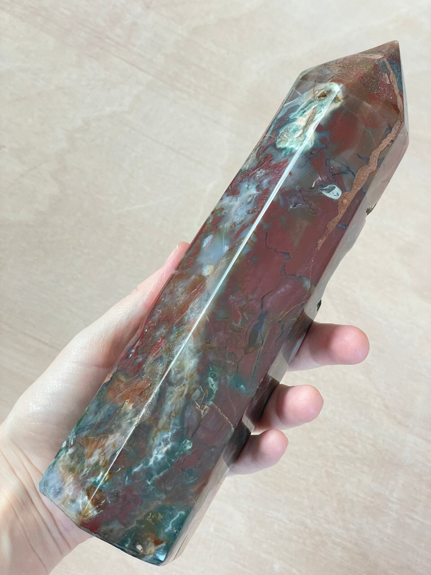 XL Ocean Jasper Tower | OJ Point | Carved Polished Generator | AAA Ocean Jasper | Extra Large Tower