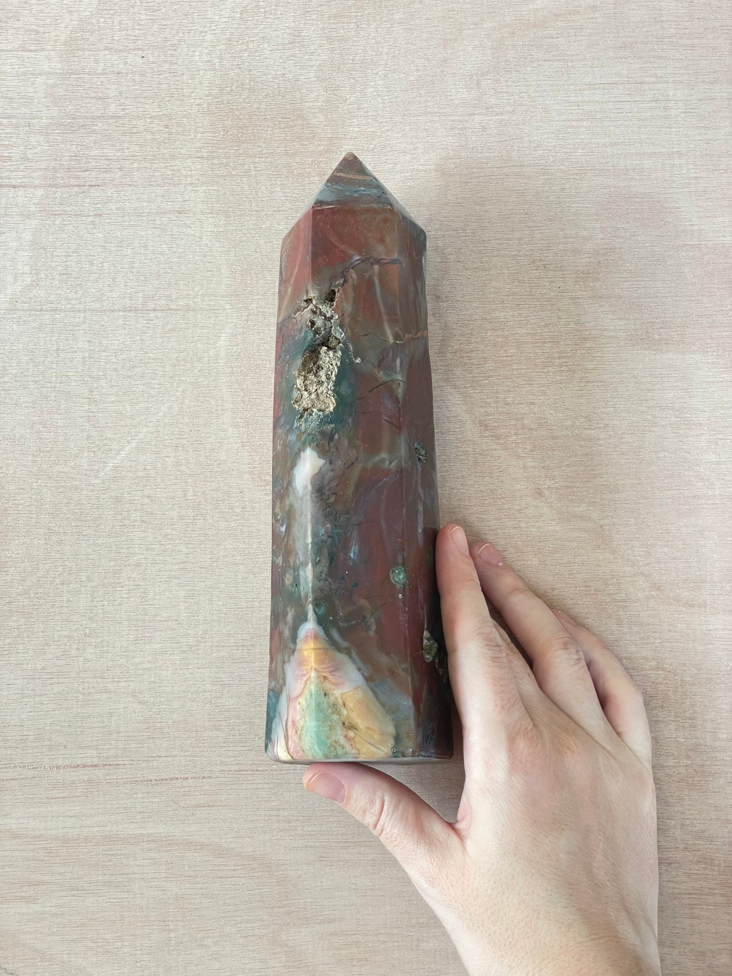 XL Ocean Jasper Tower | OJ Point | Carved Polished Generator | AAA Ocean Jasper | Extra Large Tower