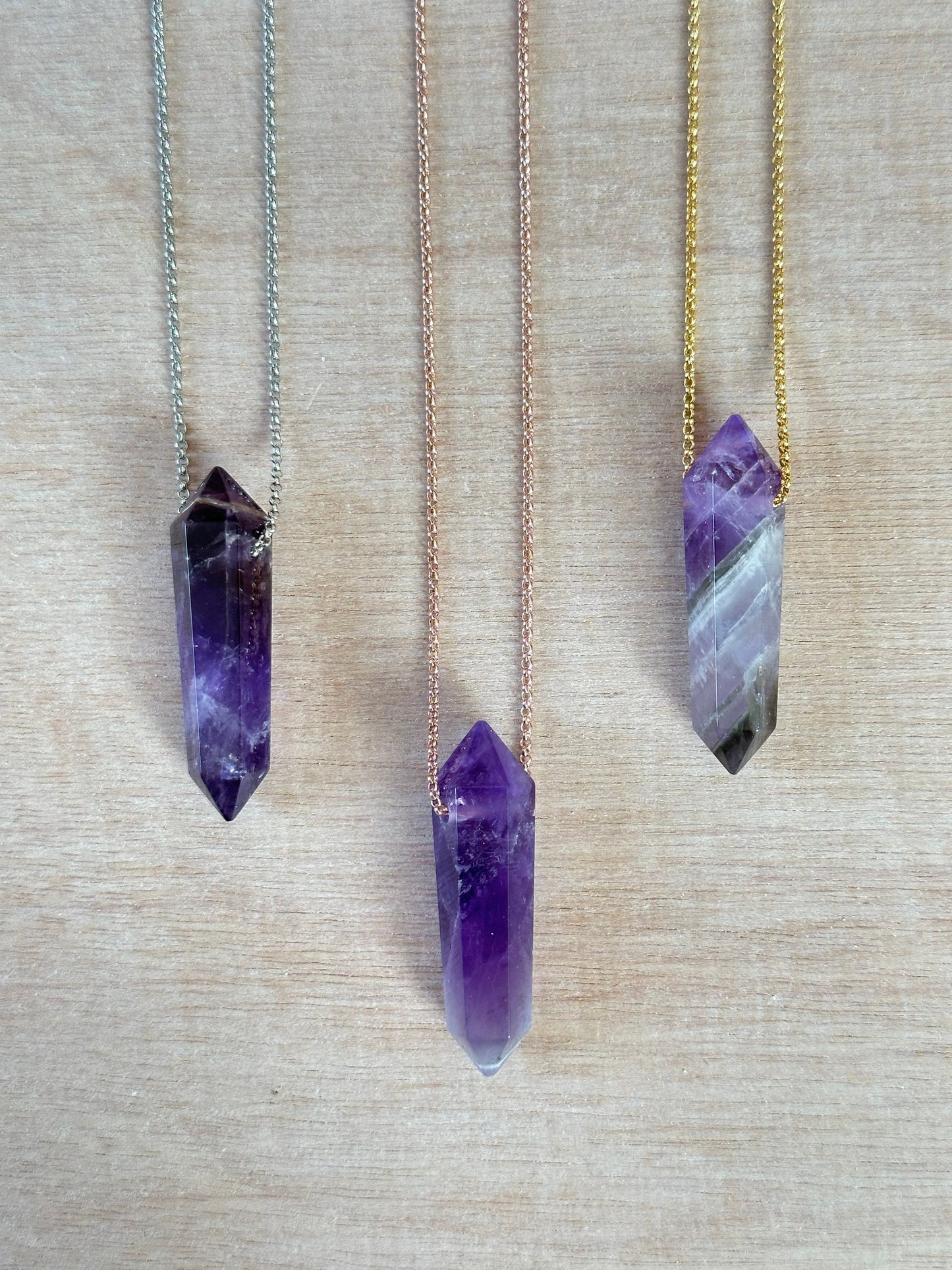 Amethyst Point Necklace | Crystal Gemstone Tower Pendant | Double Terminated Crystal | Amethyst Jewelry