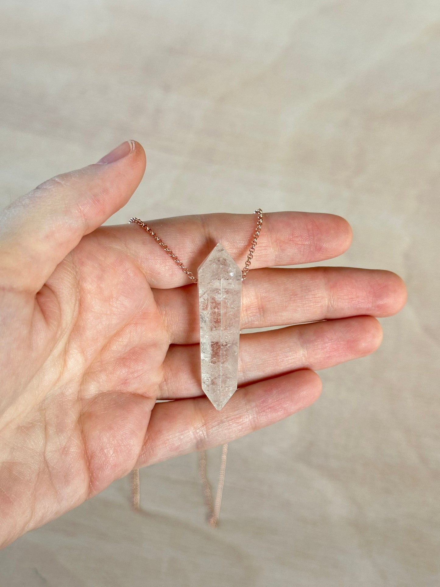 Quartz Point Necklace | Crystal Gemstone Tower Pendant | Double Terminated Crystal | Clear Quartz Jewelry