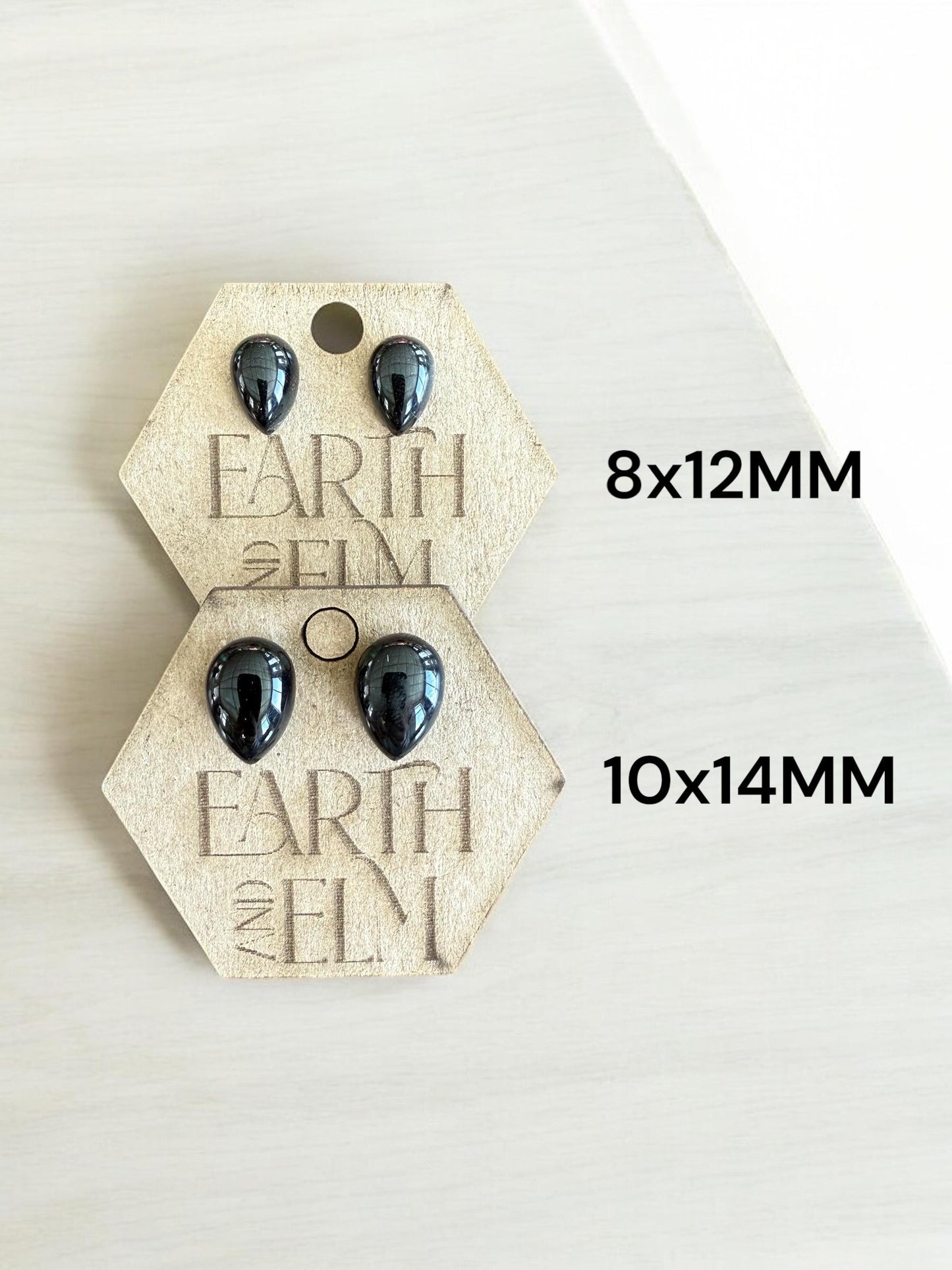 Black Onyx Studs | Crystal Stud Earrings | Black Earrings | Gemstone Earrings | 10x14 | Pear Shape | 8x12